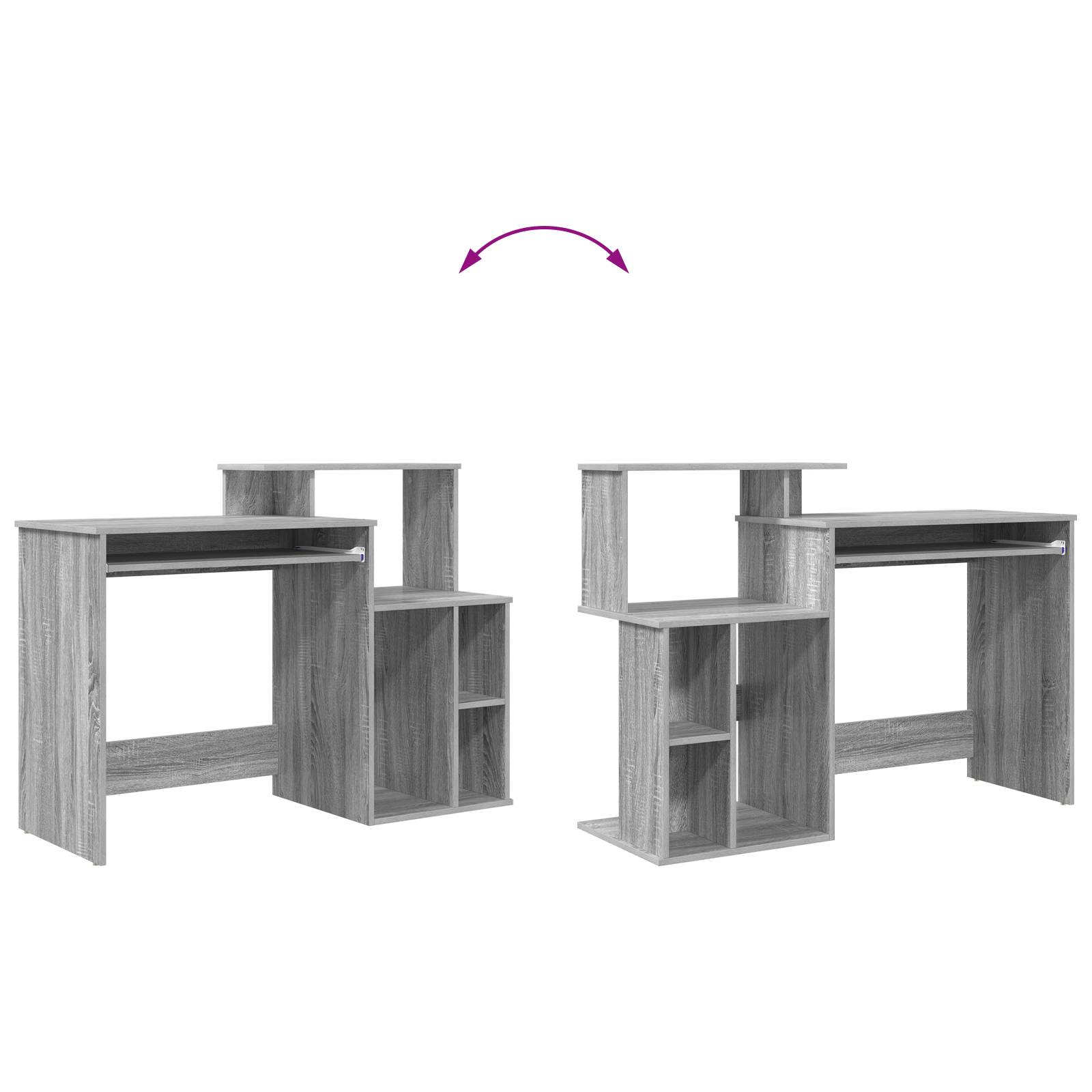 Desk with Storage Grey Sonoma 120.5x44x88.5 cm Engineered Wood - Image 11
