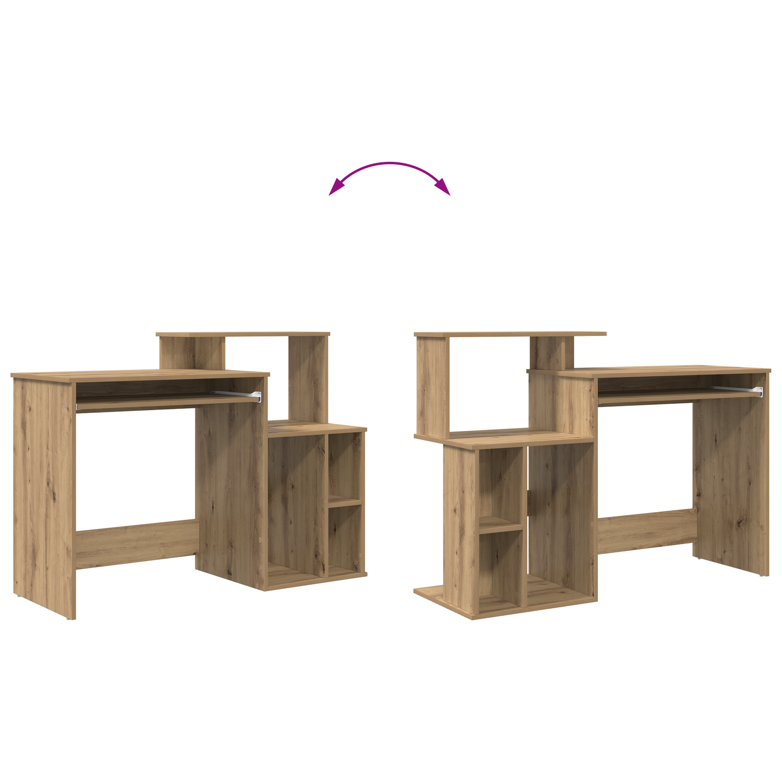 Desk with Storage Artisan Oak 120.5x44x88.5 cm Engineered Wood - Image 11