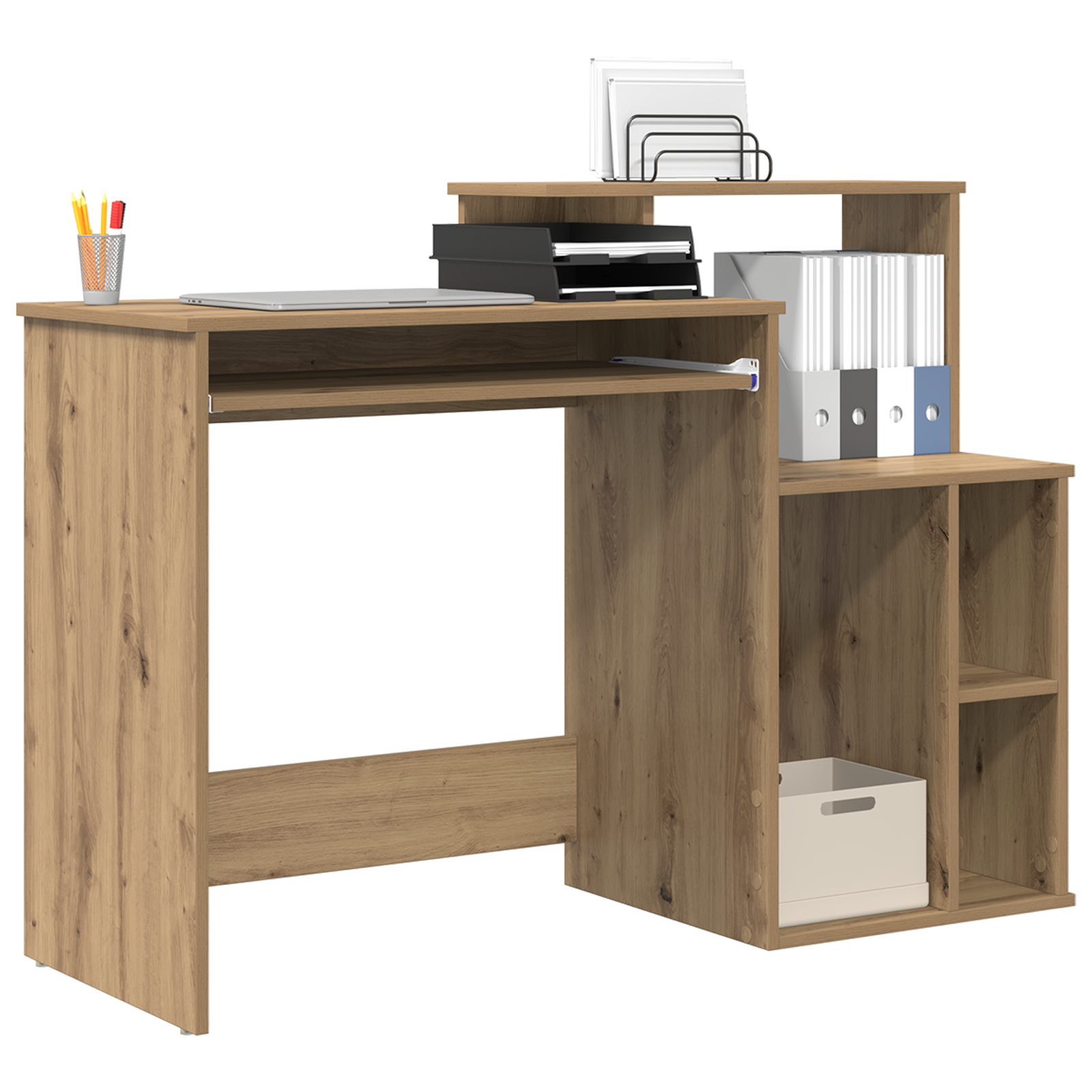 Desk with Storage Artisan Oak 120.5x44x88.5 cm Engineered Wood - Image 3
