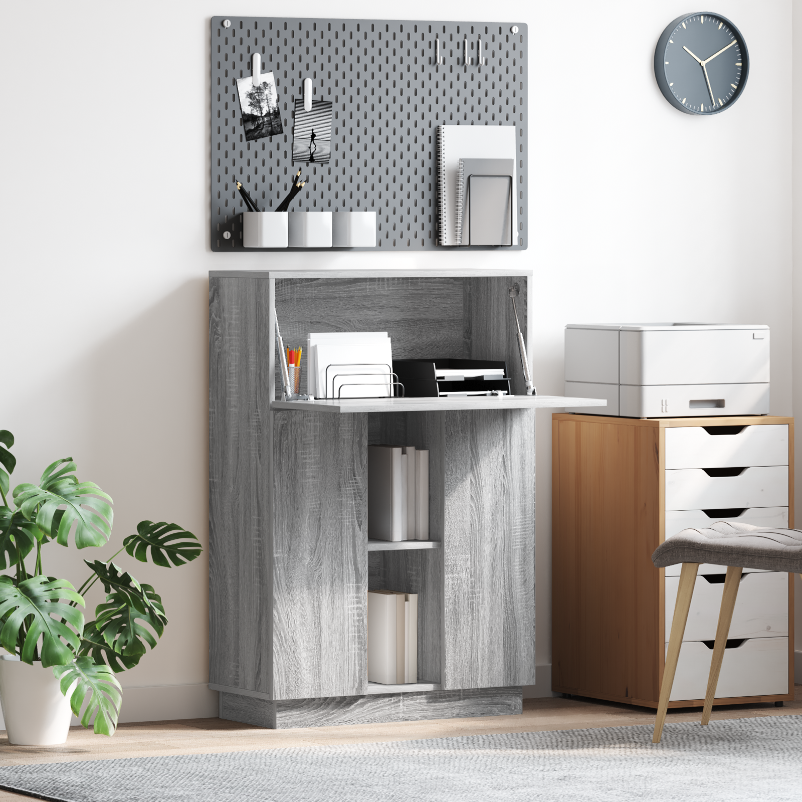 Grey Writing Desk Grey Sonoma Engineered wood Large
