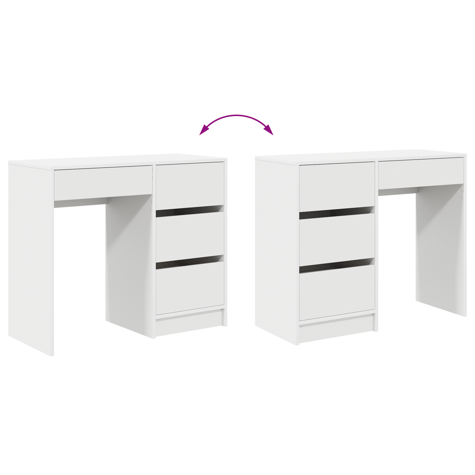 White Writing Desk White MDF Medium Storage White Writing Desk - Image 9