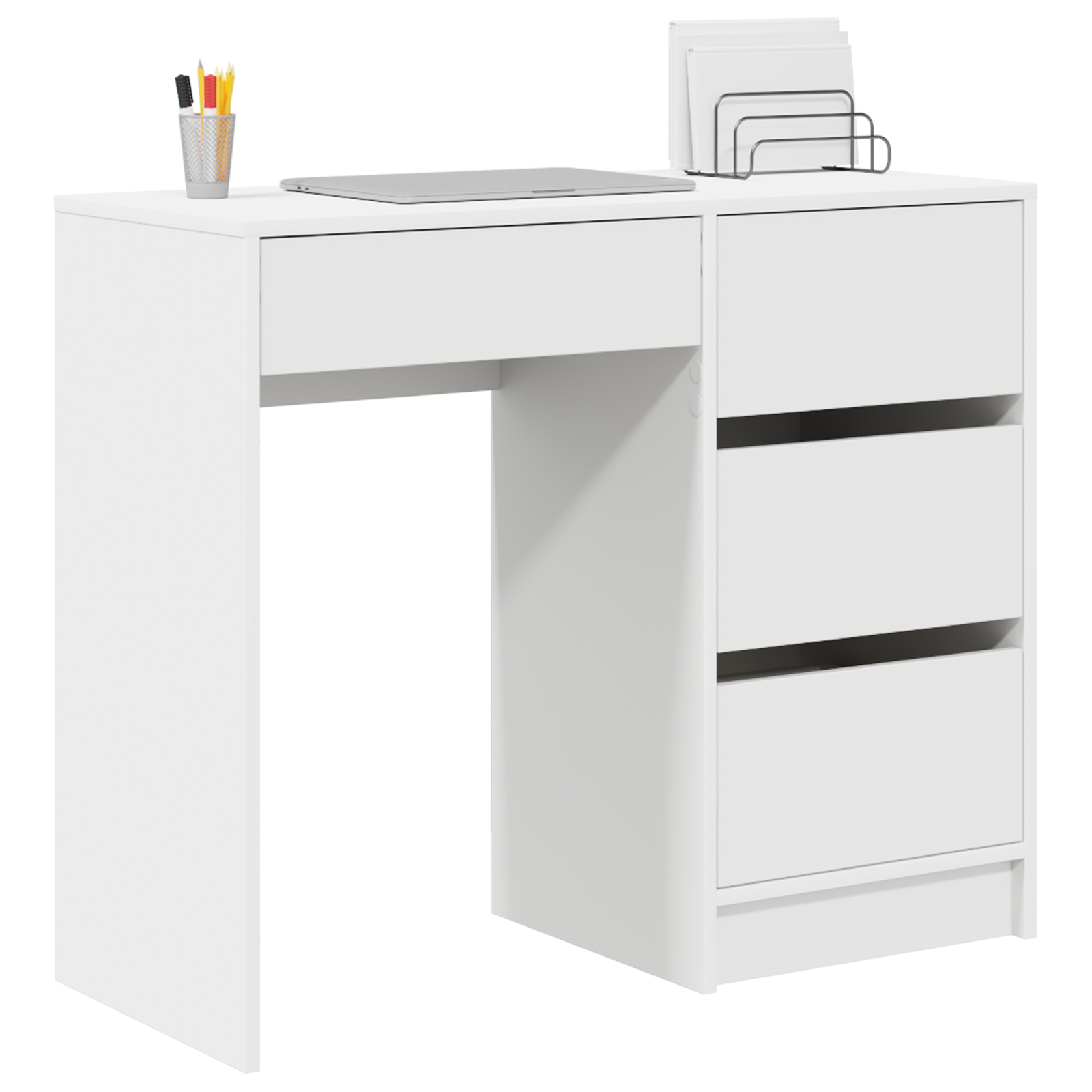White Writing Desk White MDF Medium Storage White Writing Desk - Image 3