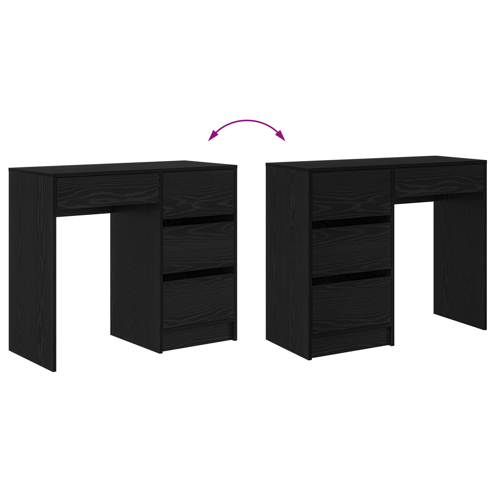 Black Oak Writing Desk Black oak Particle board, laminate Compact - Image 9