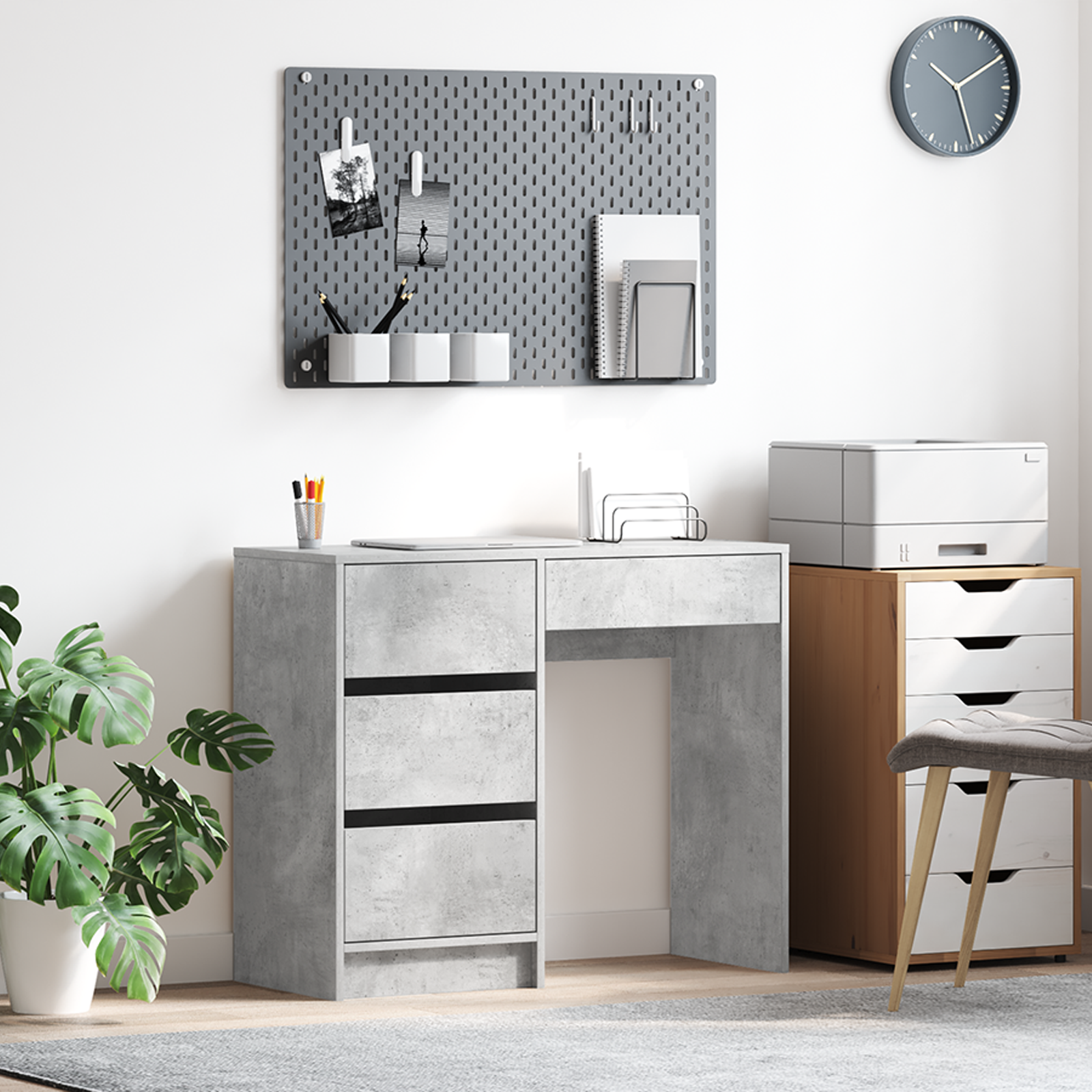 Grey Writing Desk Concrete grey Concrete Standard Storage