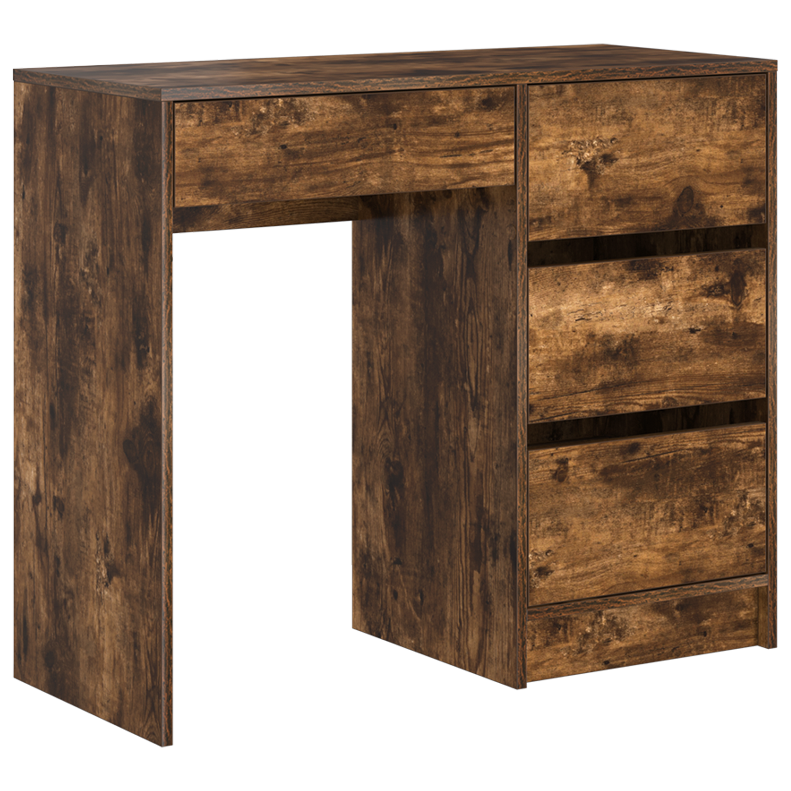Brown Writing Desk Smoked Oak Engineered Wood Medium Writing Desk - Image 2