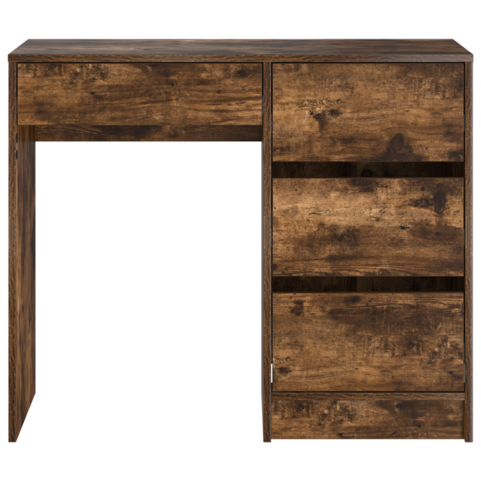 Brown Writing Desk Smoked Oak Engineered Wood Medium Writing Desk - Image 5