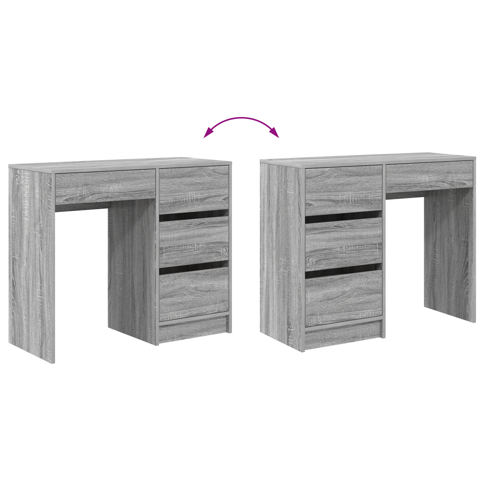 Grey Writing Desk Grey Sonoma Engineered Wood Medium Storage - Image 9