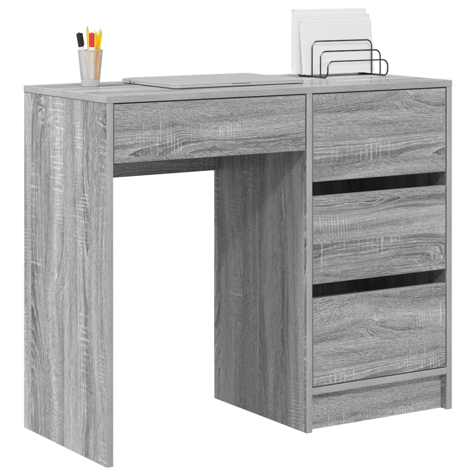 Grey Writing Desk Grey Sonoma Engineered Wood Medium Storage - Image 3