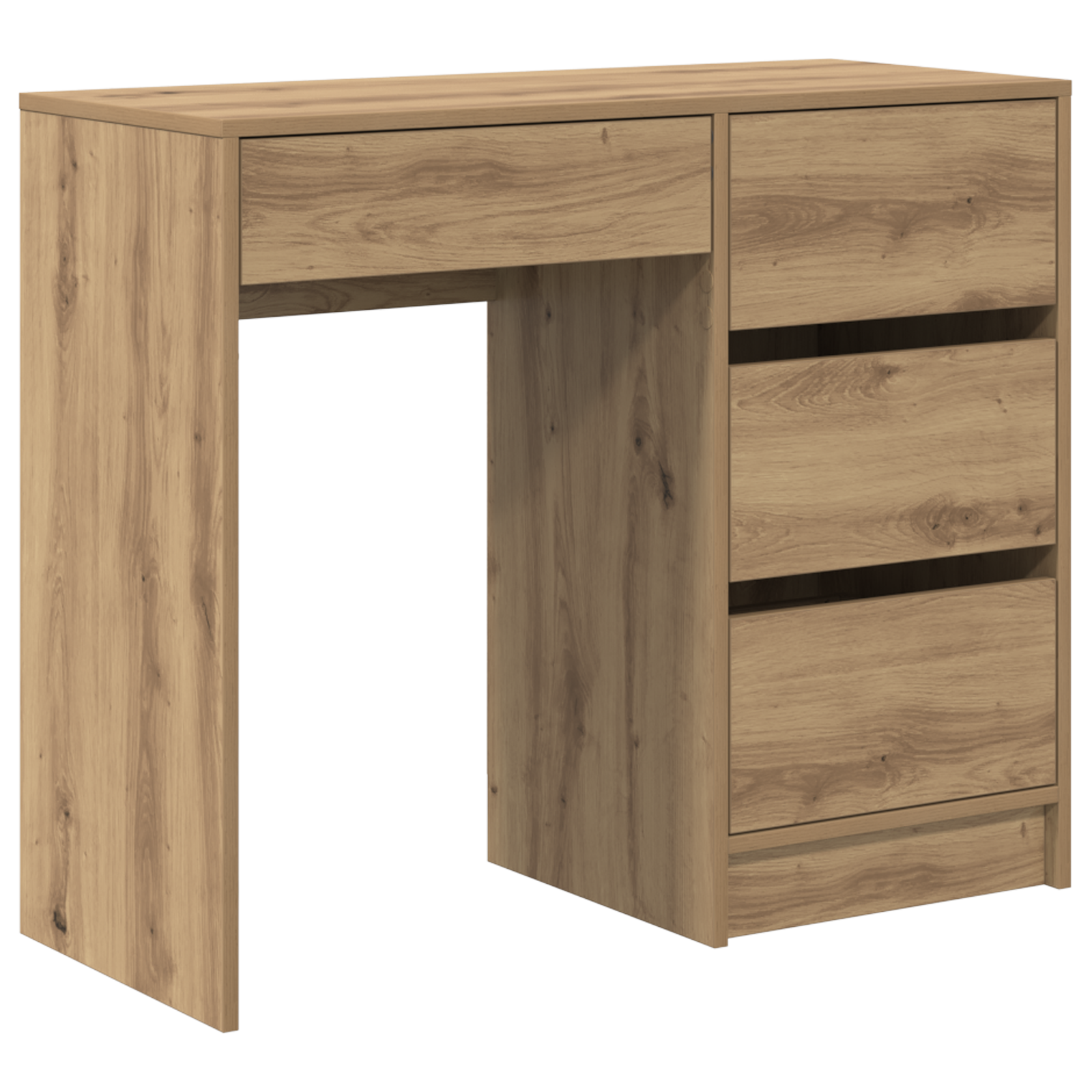 Brown Writing Desk Artisan oak Engineered wood Compact Storage - Image 2