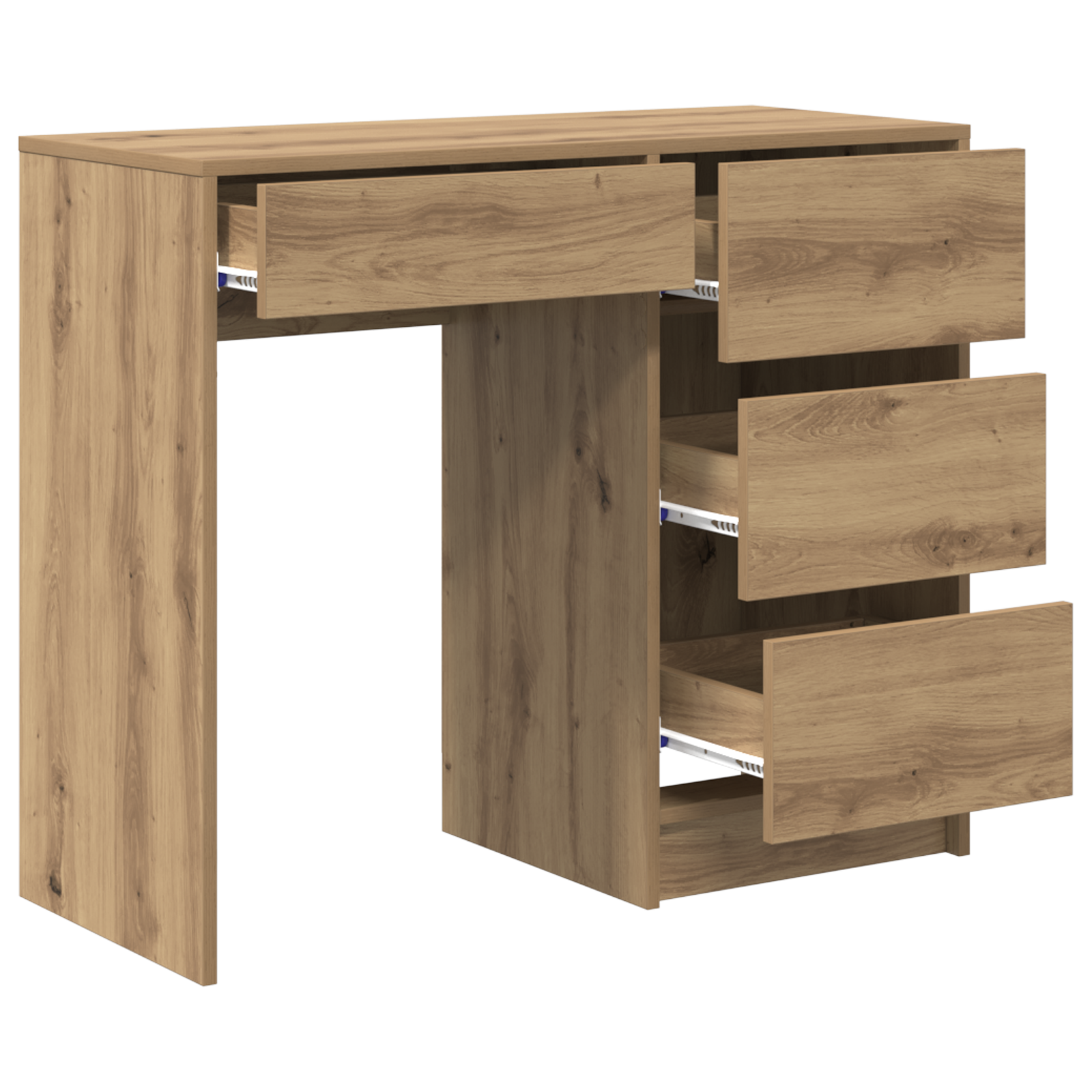 Brown Writing Desk Artisan oak Engineered wood Compact Storage - Image 4