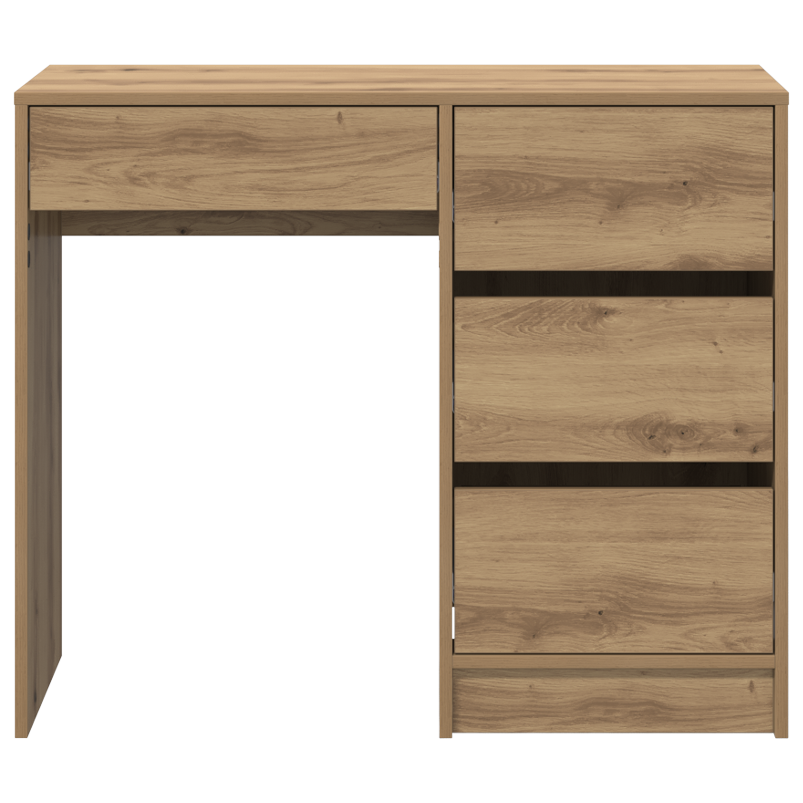 Brown Writing Desk Artisan oak Engineered wood Compact Storage - Image 5