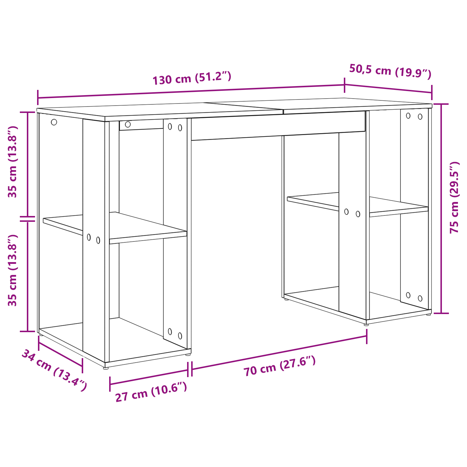 Artisan Oak Writing Desk Artisan oak Engineered wood Standard - Image 9