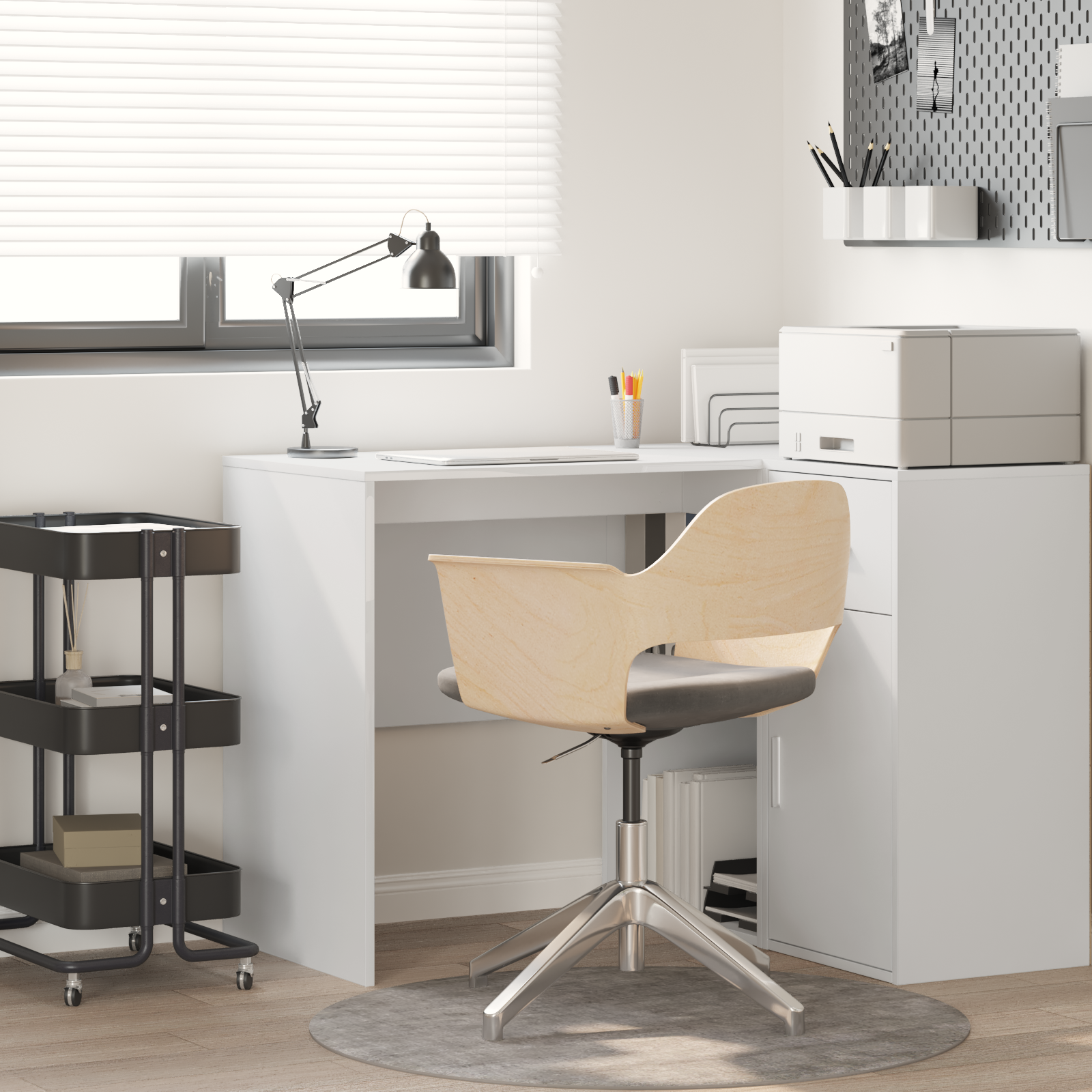 Writing Desk White Engineered wood Medium Storage Writing Desk