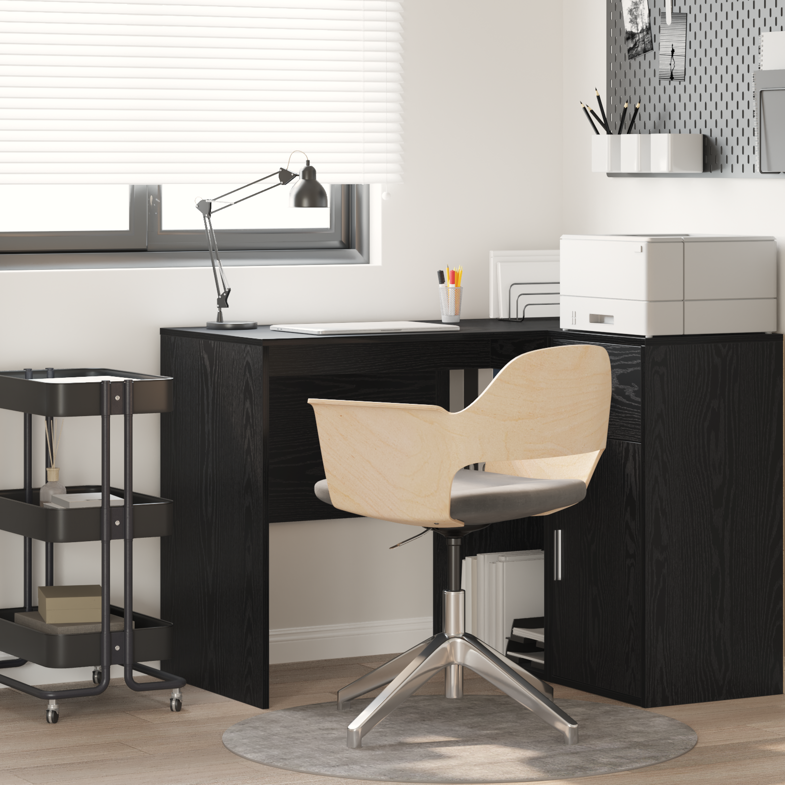 Writing Desk Black oak Engineered wood Compact