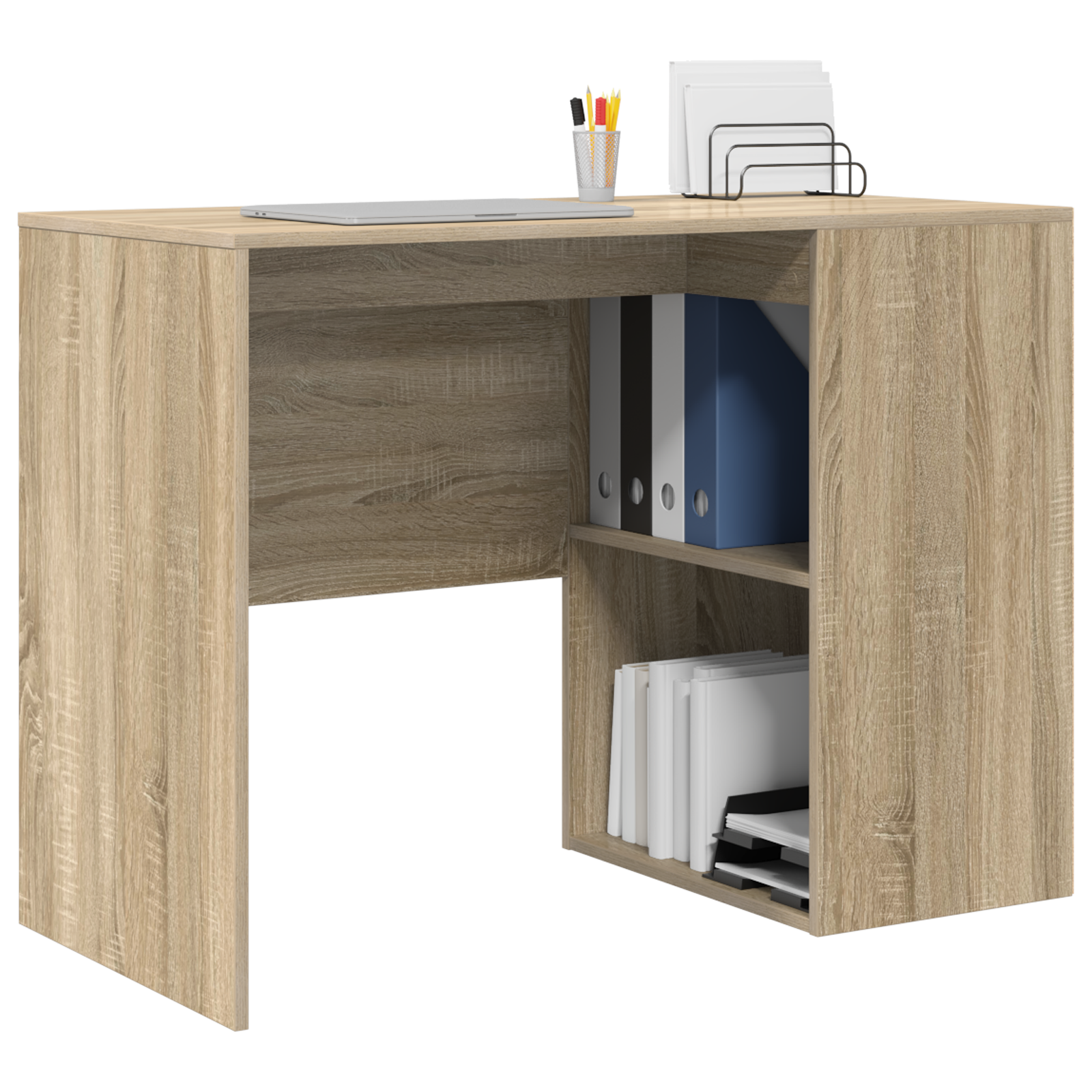Writing Desk Sonoma oak Particle board Small Sonoma Oak Desk - Image 3