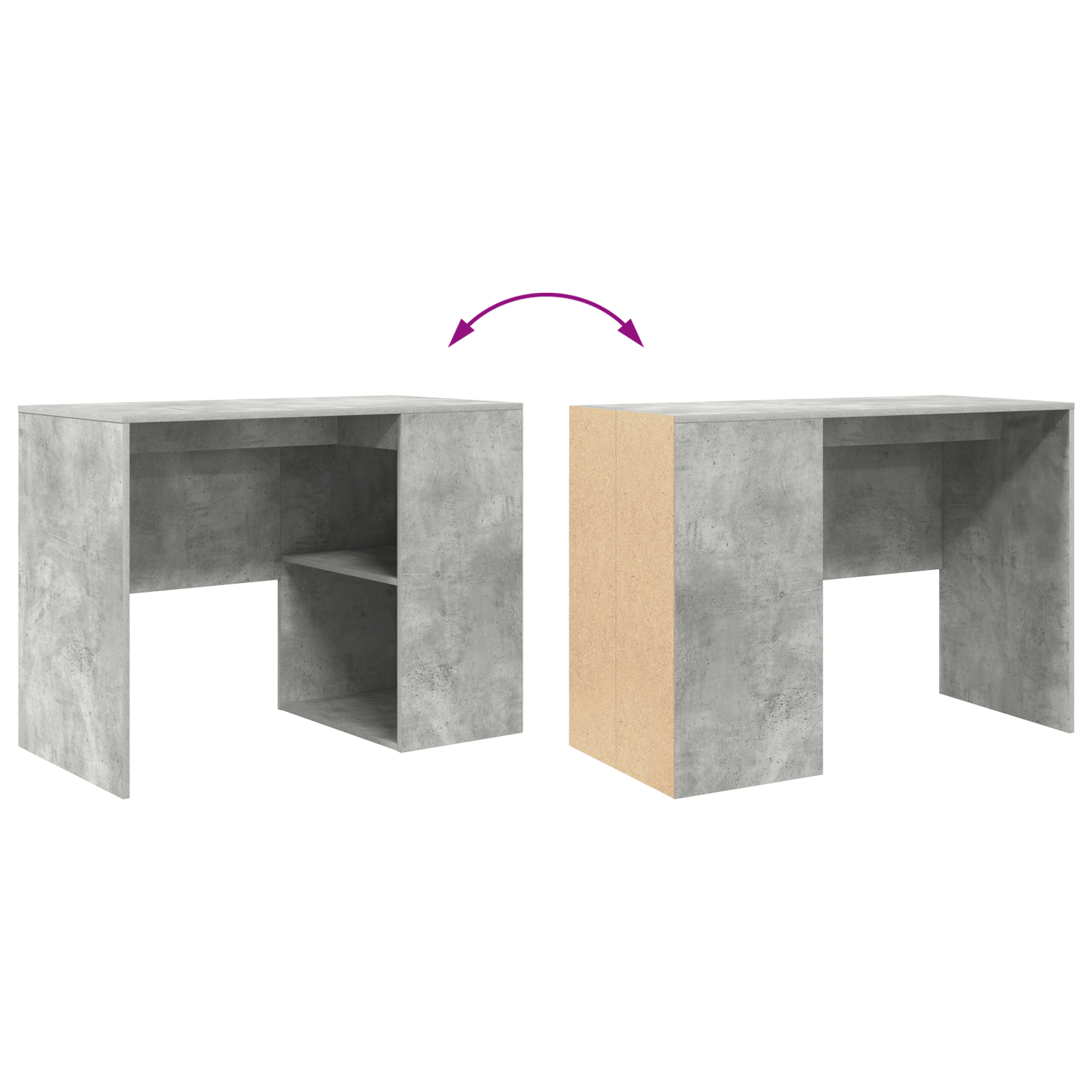 Writing Desk Concrete grey Wood composite Compact Storage - Image 8