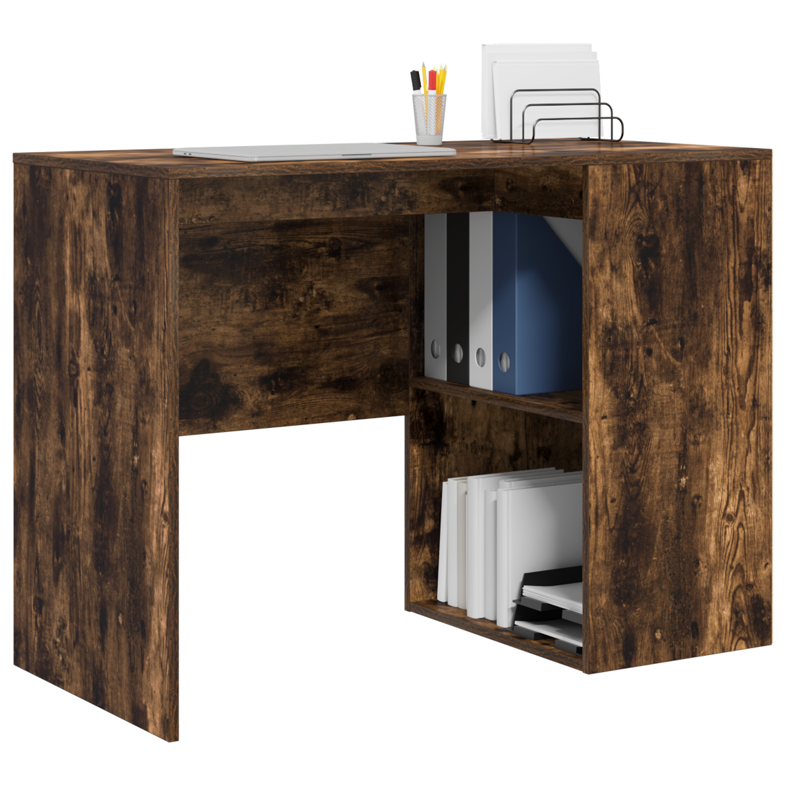 Writing Desk Smoked Oak Engineered wood Medium Writing Desk - Image 3