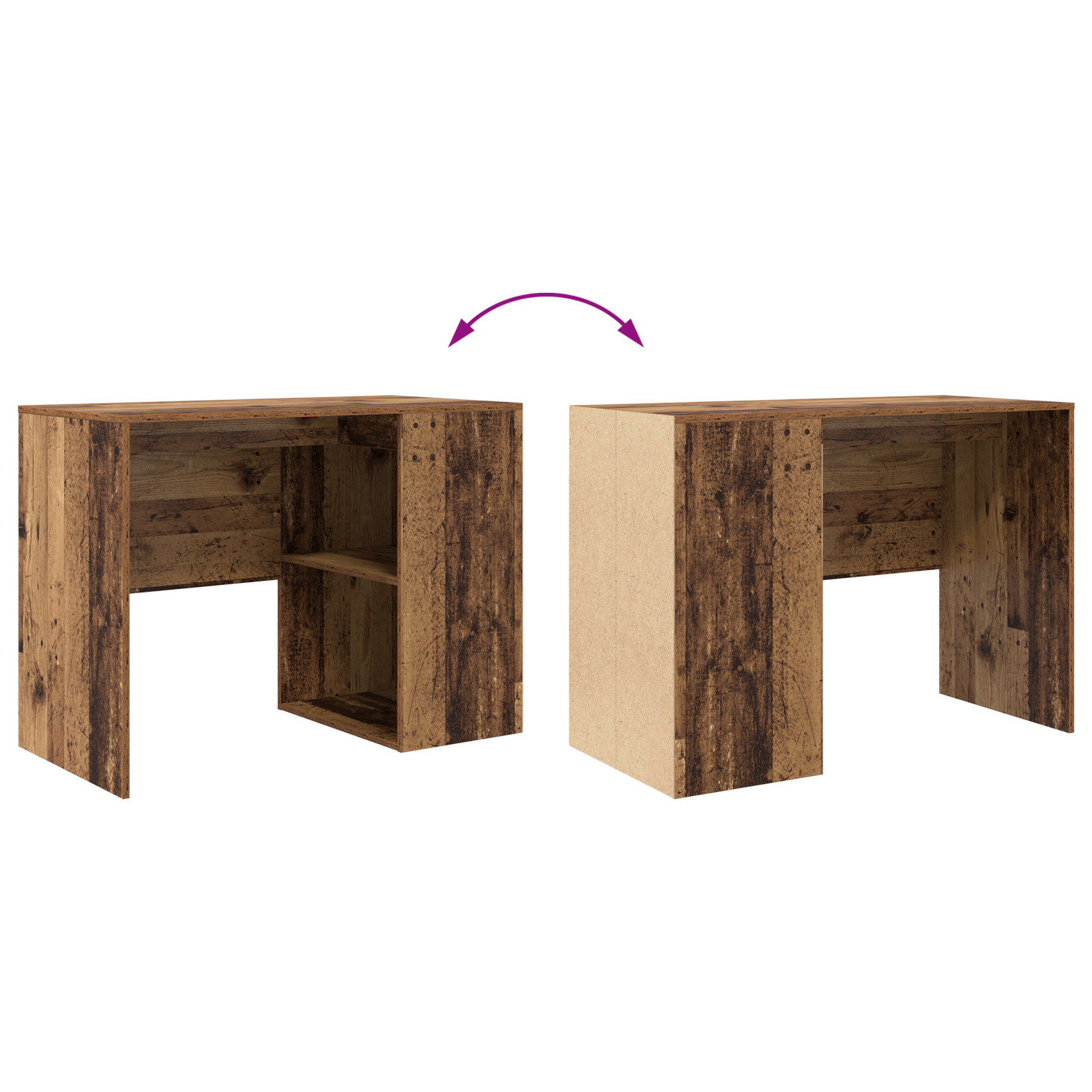 Writing Desk Old wood Engineered wood Small Storage - Image 8