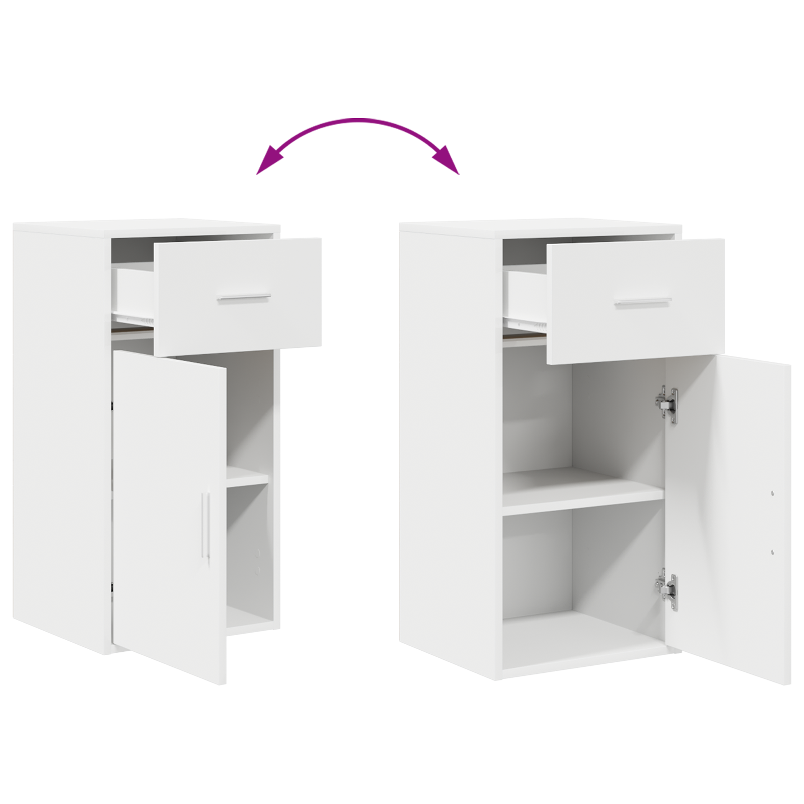 White Storage Cabinet White MDF Compact Storage Storage Cabinet - Image 11