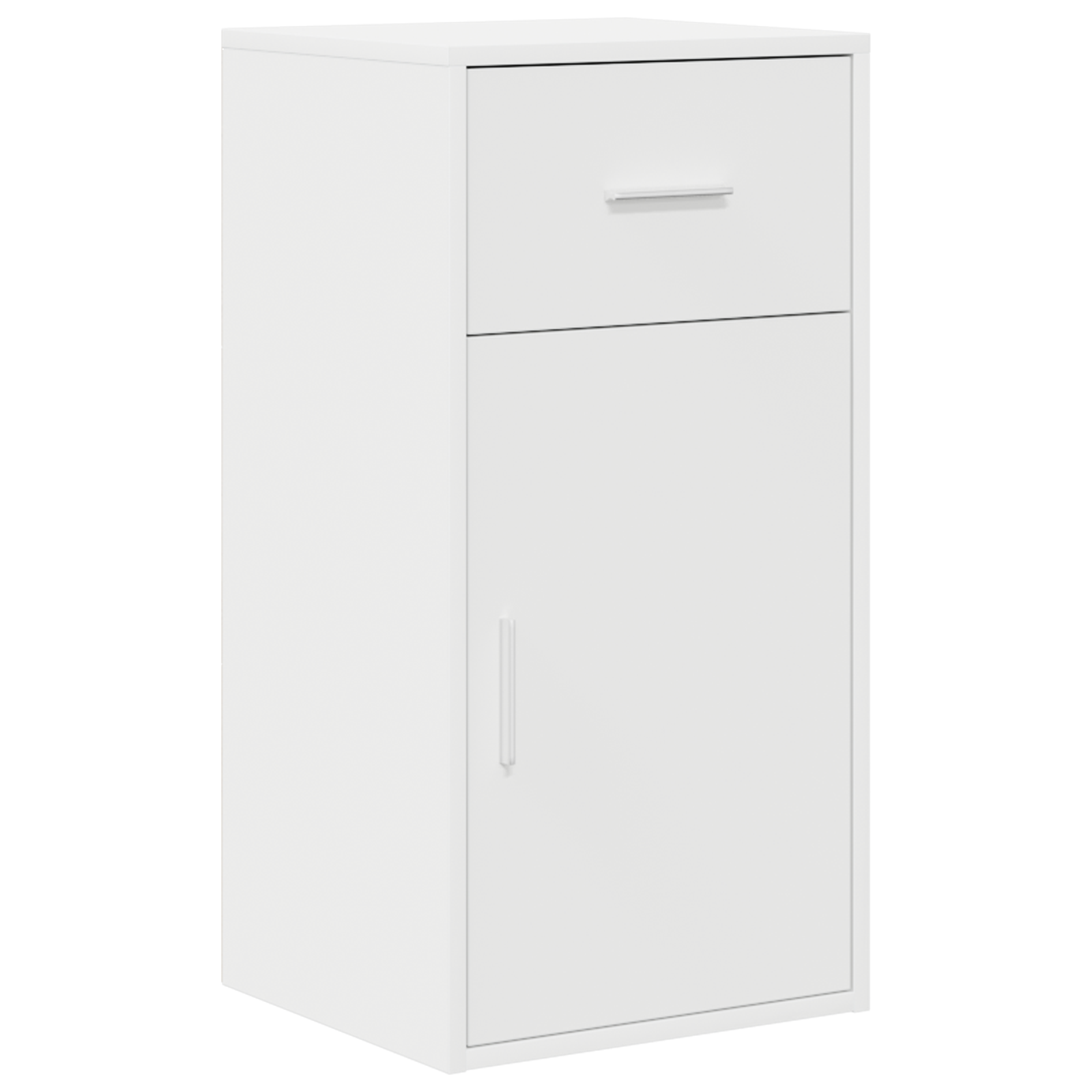 White Storage Cabinet White MDF Compact Storage Storage Cabinet - Image 2