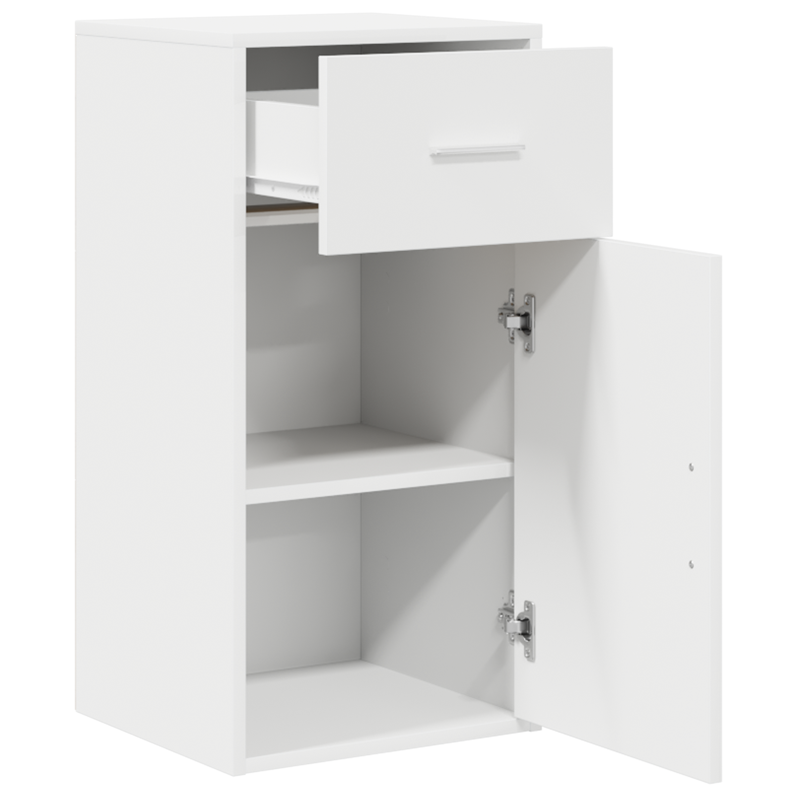 White Storage Cabinet White MDF Compact Storage Storage Cabinet - Image 4