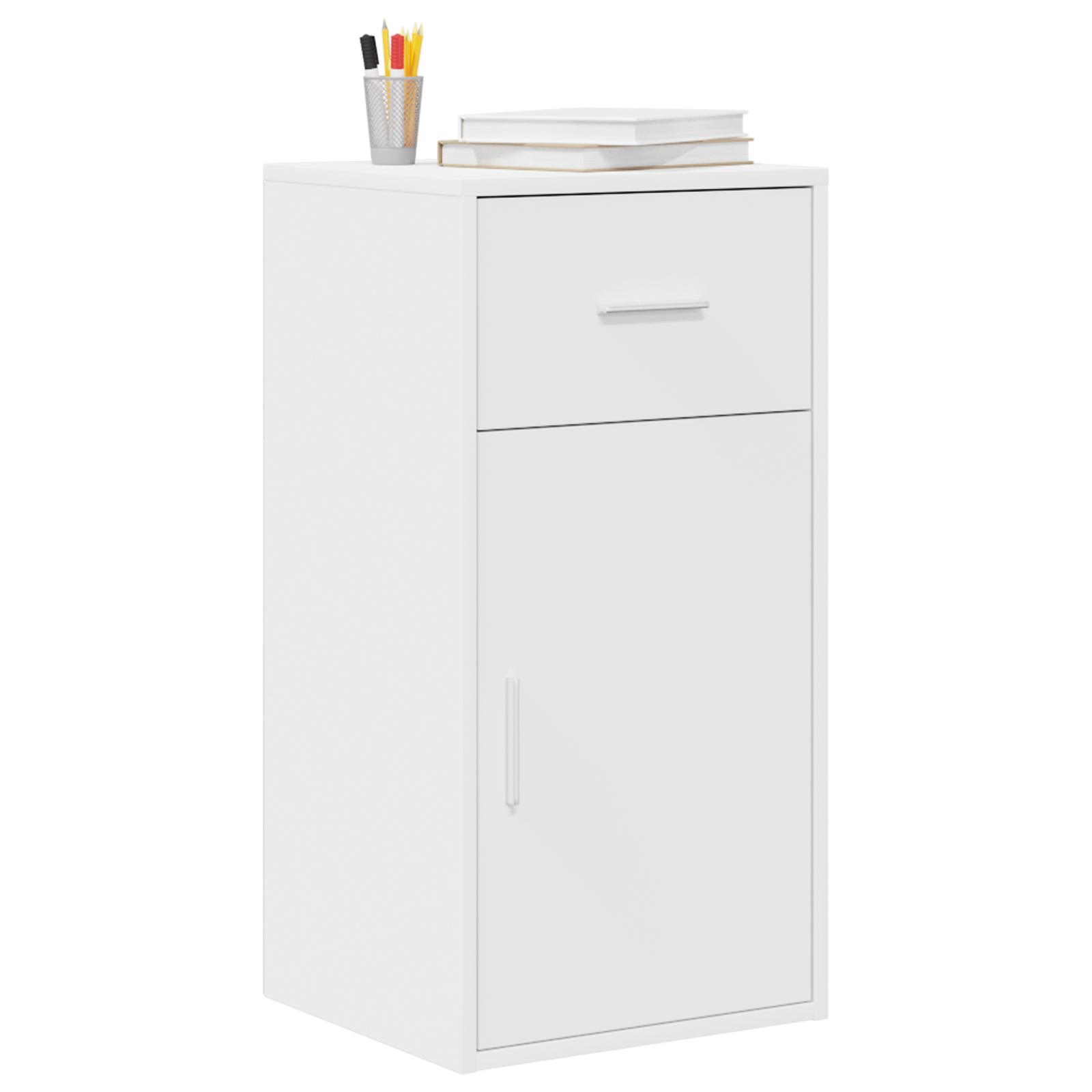 White Storage Cabinet White MDF Compact Storage Storage Cabinet - Image 3