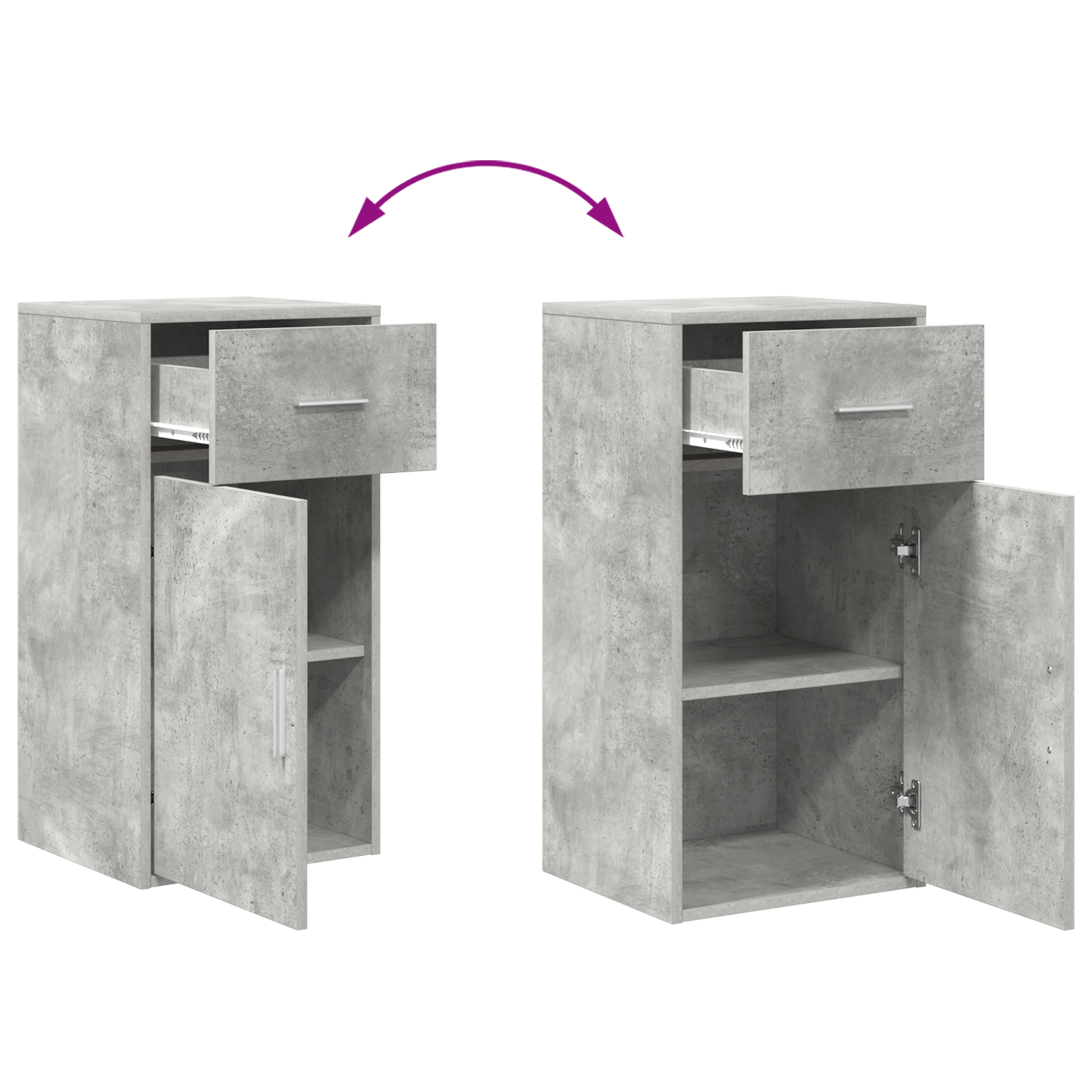 Grey Storage Cabinet Concrete Grey Engineered wood, Concrete veneer - Image 11