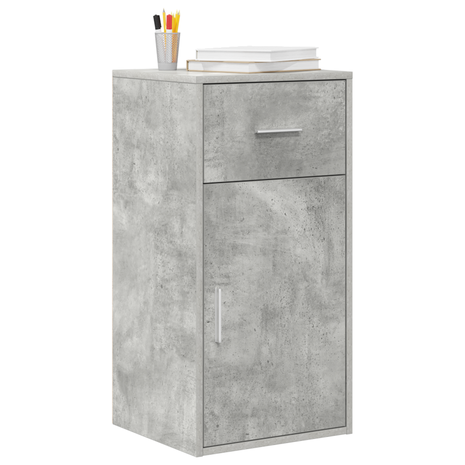 Grey Storage Cabinet Concrete Grey Engineered wood, Concrete veneer - Image 3