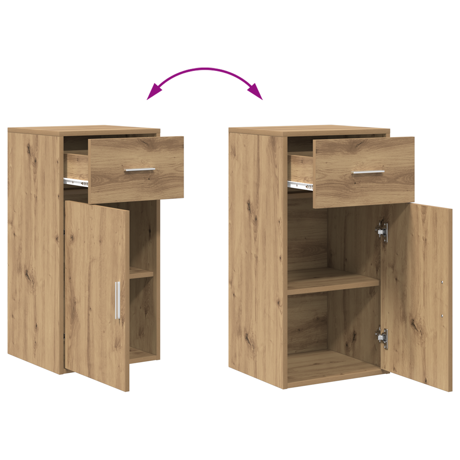 Oak Storage Cabinet Artisan Oak Engineered Wood Medium - Image 11