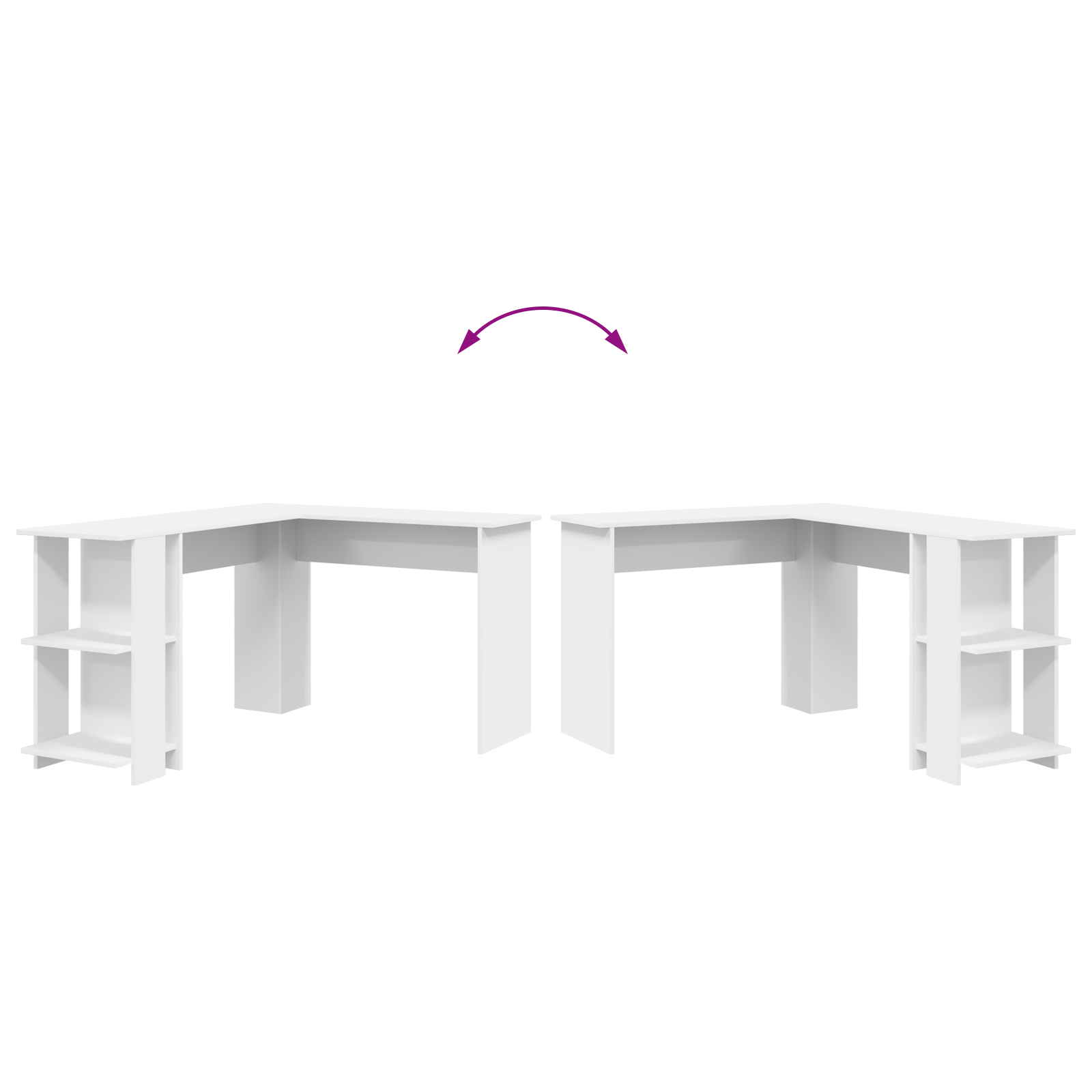 White Corner Desk White Engineered wood Large Storage - Image 8