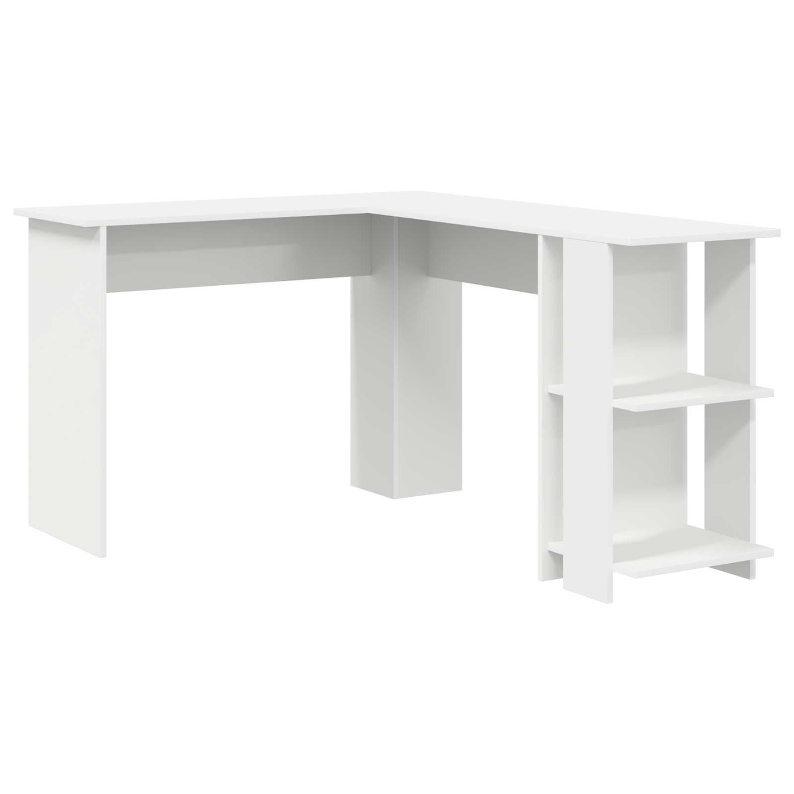 White Corner Desk White Engineered wood Large Storage - Image 2