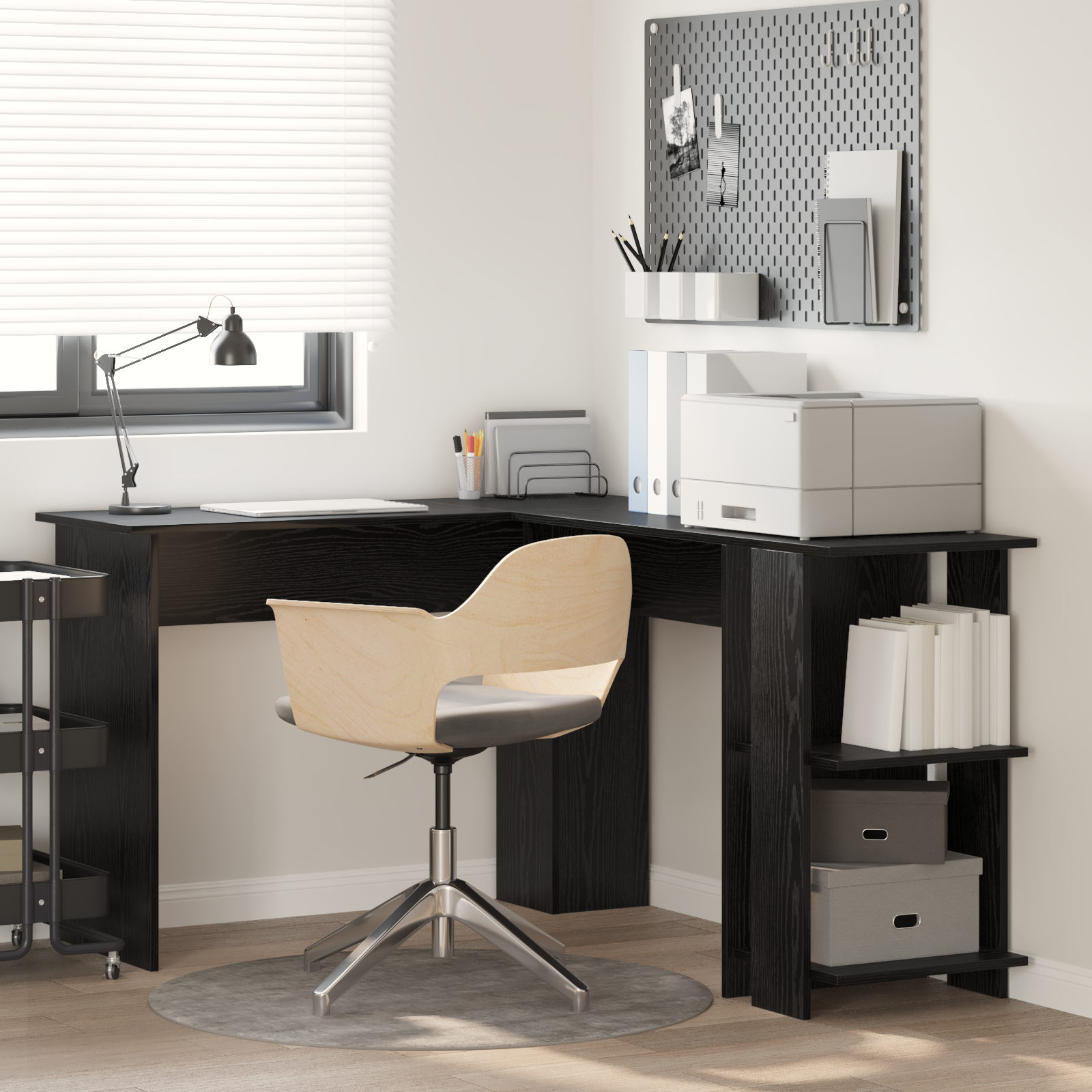 Black Oak Corner Desk Black Oak MDF Medium Corner Desk