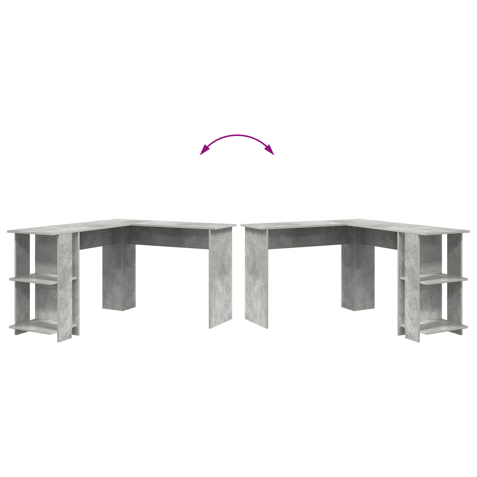 Concrete Grey Corner Desk Concrete grey Particle board Medium - Image 8