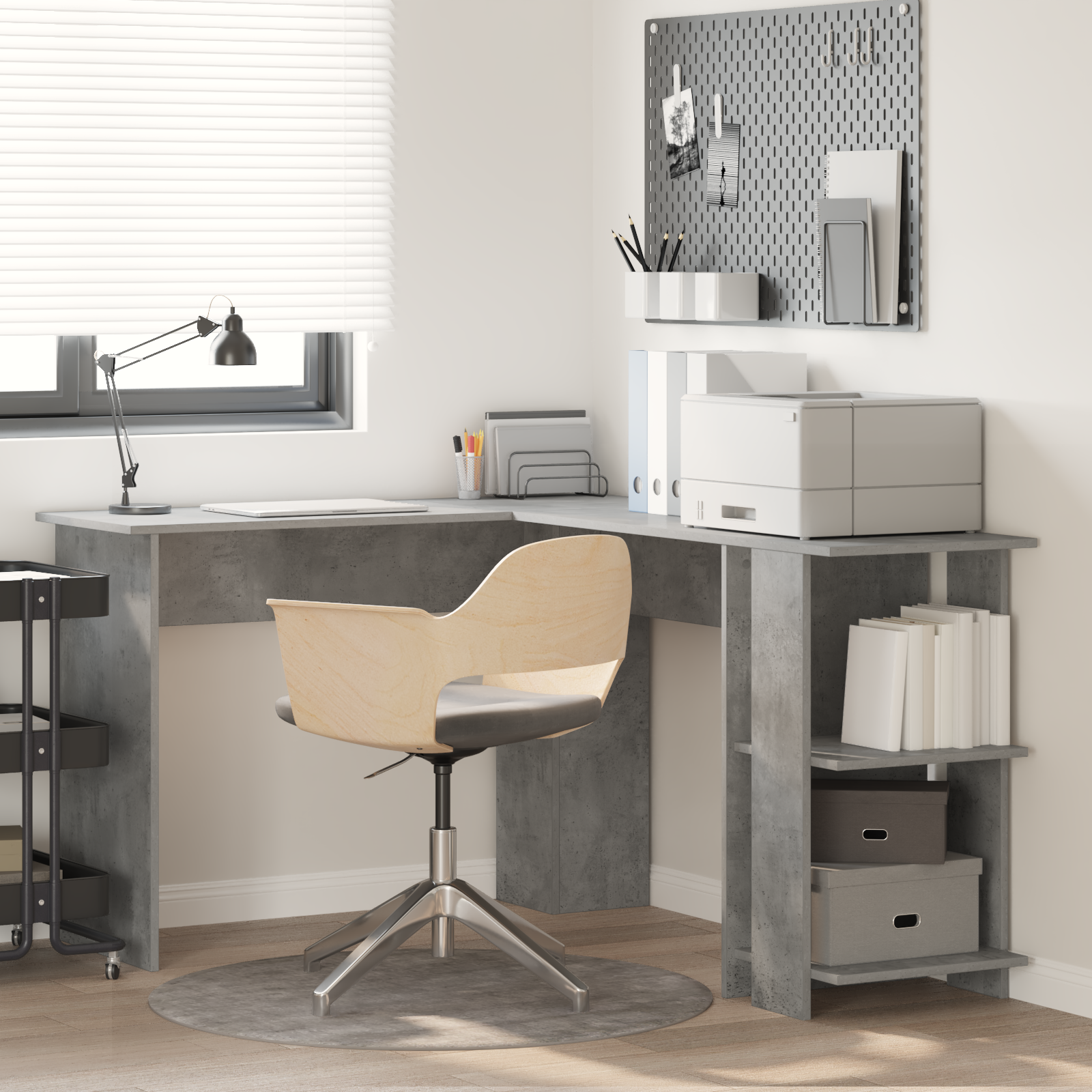 Concrete Grey Corner Desk Concrete grey Particle board Medium