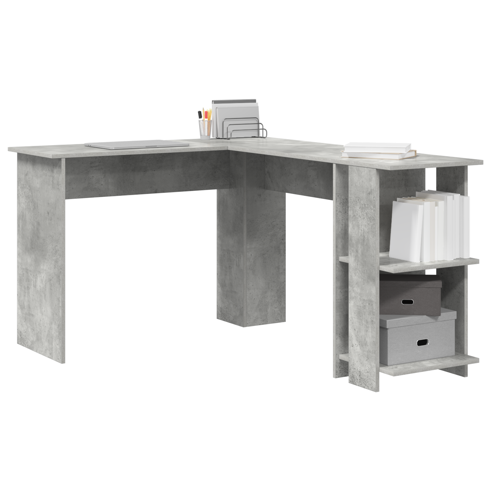 Concrete Grey Corner Desk Concrete grey Particle board Medium - Image 3