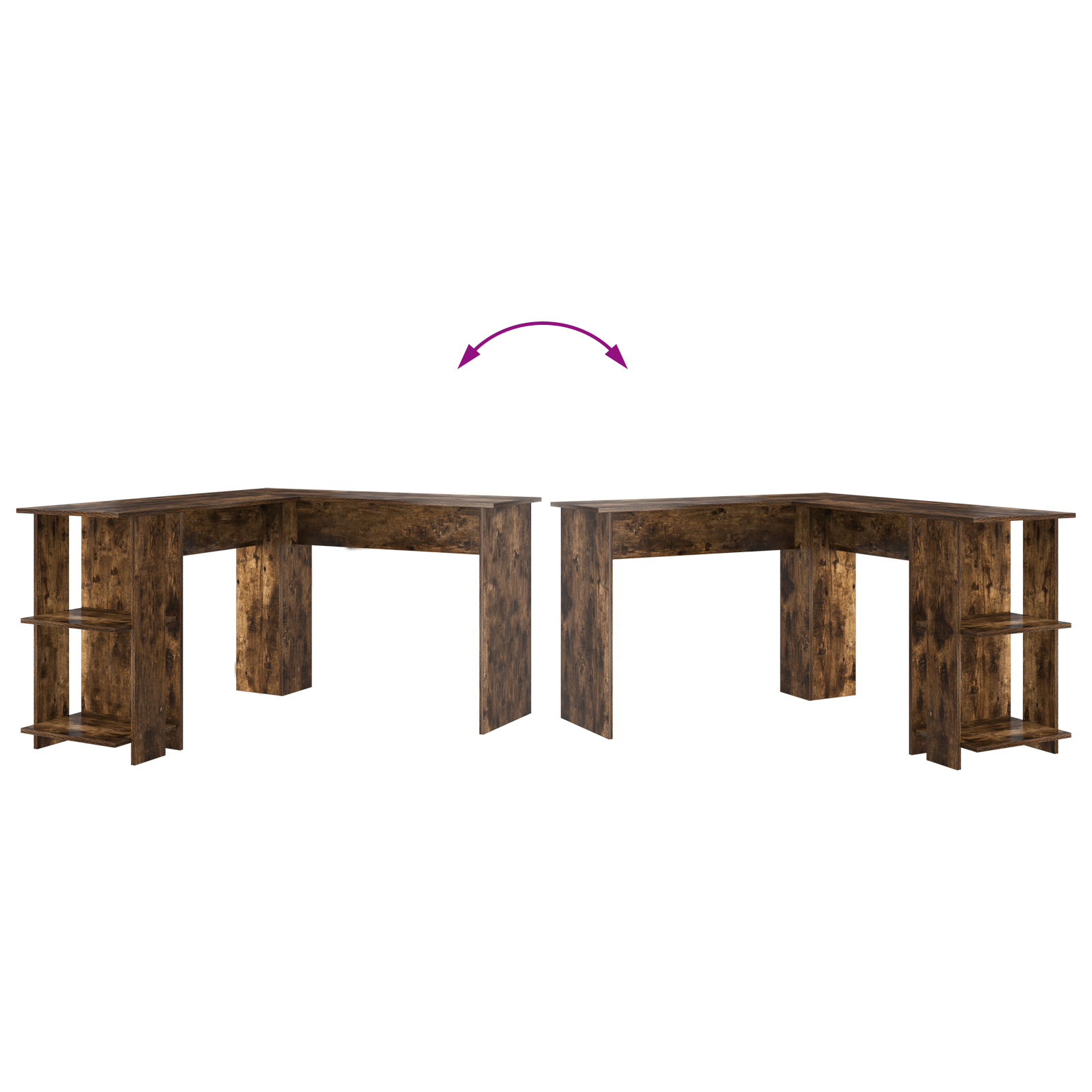 Brown Corner Desk Smoked Oak Engineered Wood Corner Desk Modern - Image 8