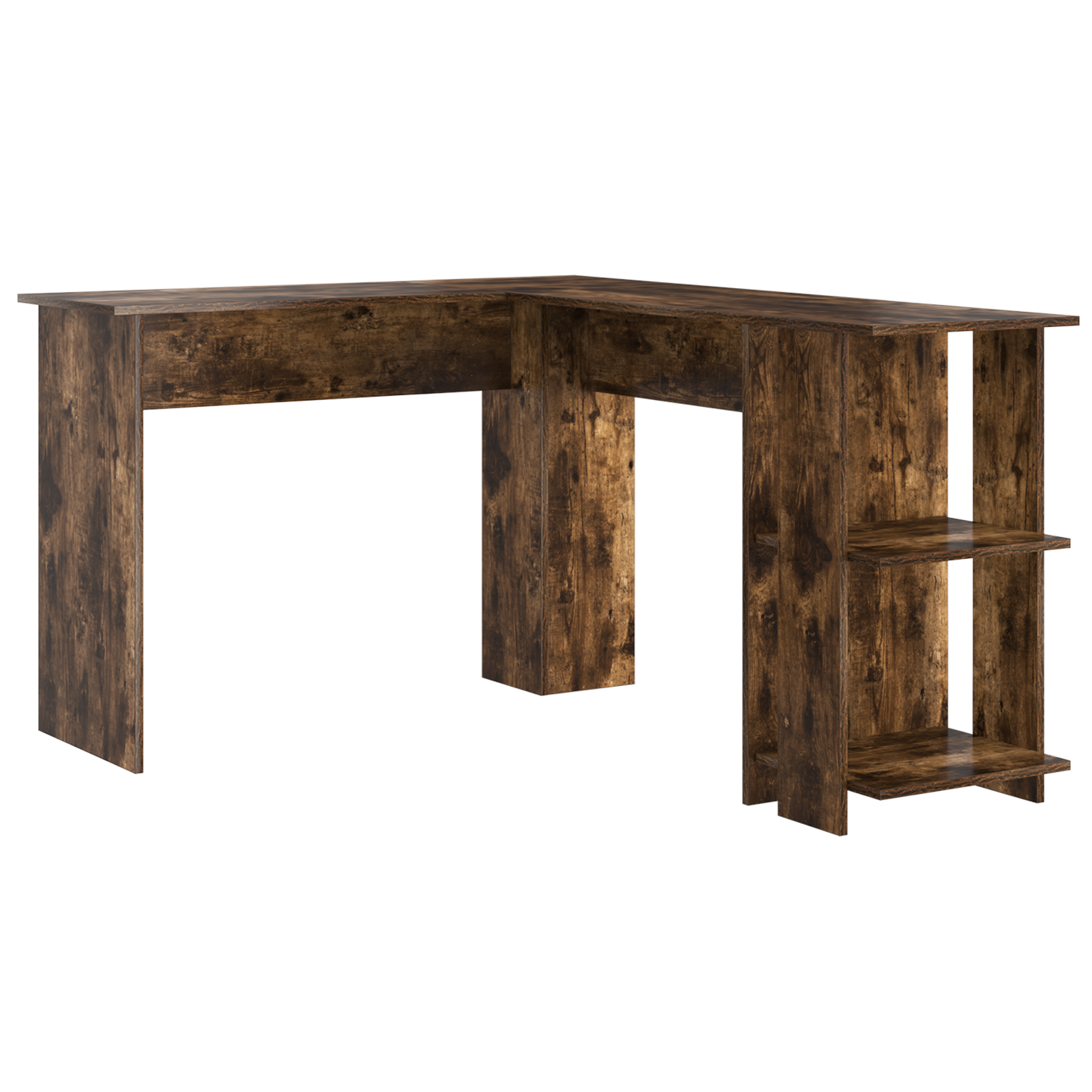 Brown Corner Desk Smoked Oak Engineered Wood Corner Desk Modern - Image 2