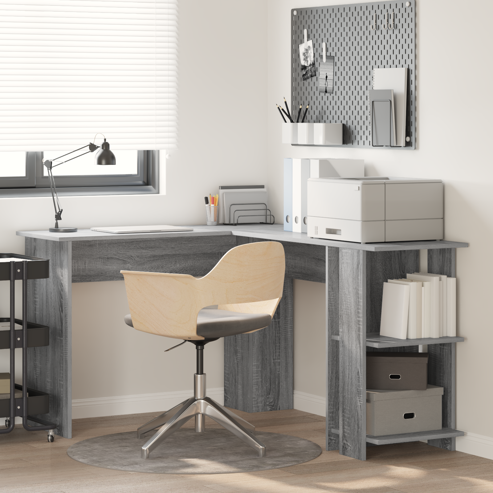 Grey Corner Desk Grey Sonoma MDF Standard Grey Corner Desk