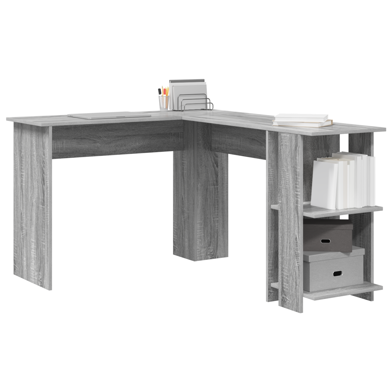 Grey Corner Desk Grey Sonoma MDF Standard Grey Corner Desk - Image 3