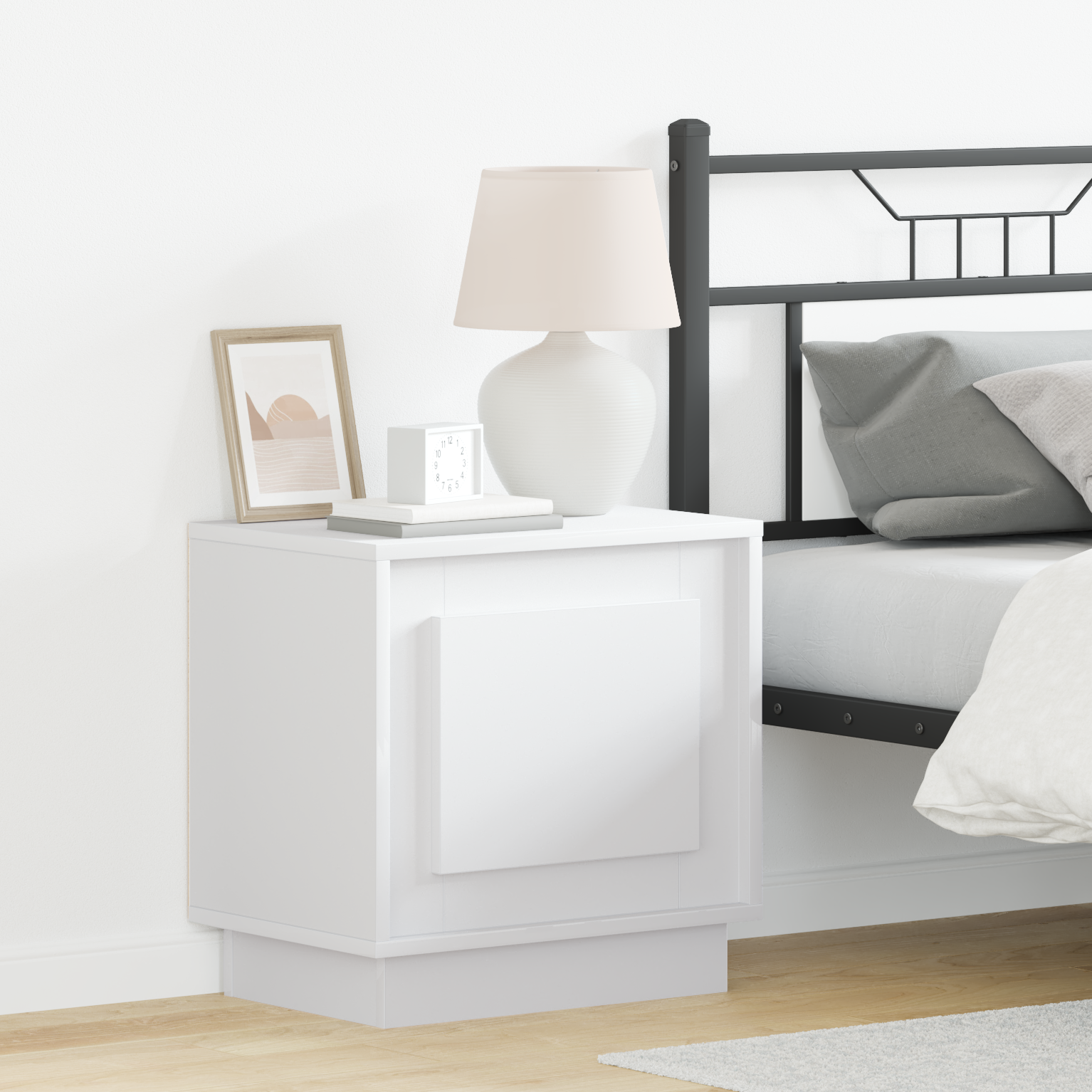 Bedside Cabinets with LED Lights 2 pcs White 44x34,5x45 cm