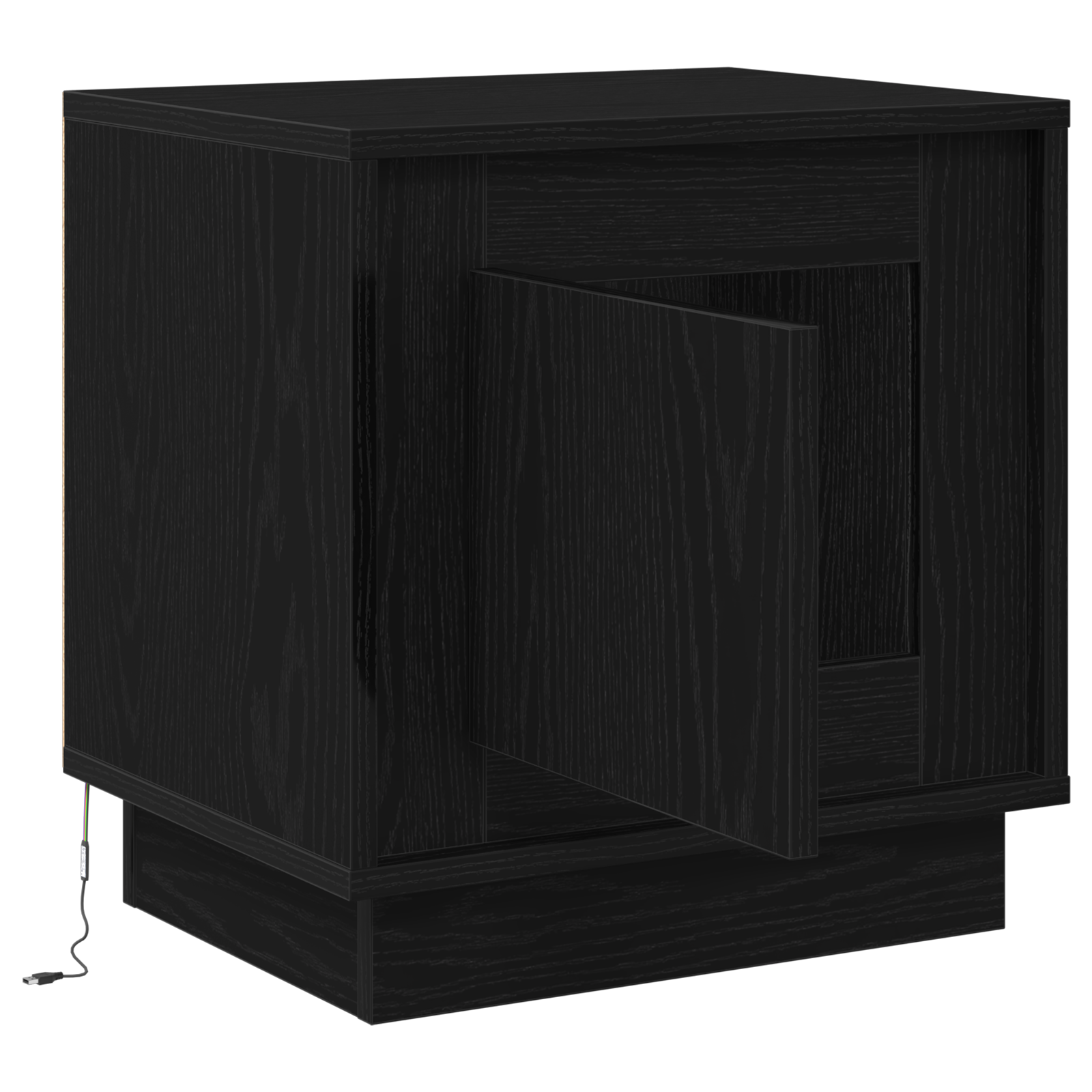 Bedside Cabinet with LED Lights Black Oak 44x34,5x45 cm - Image 5
