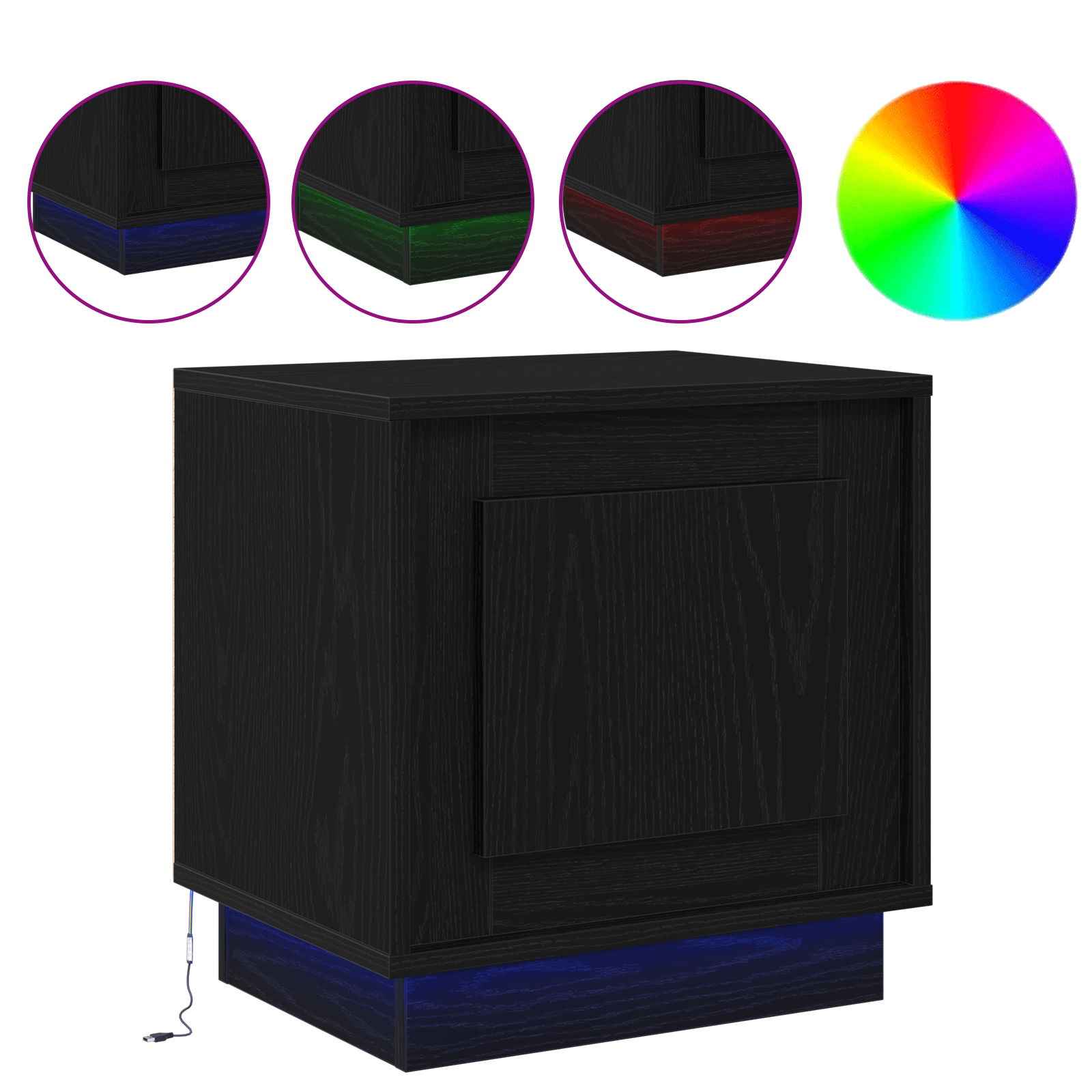 Bedside Cabinets with LED Lights 2 pcs Black Oak 44x34,5x45 cm - Image 4