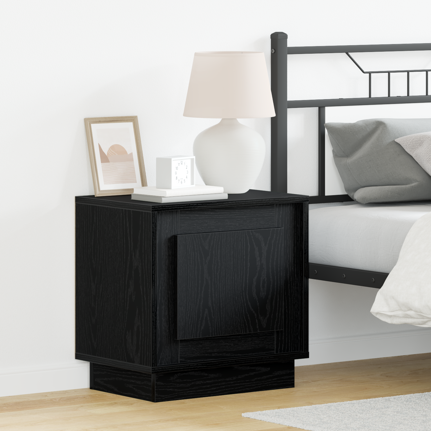 Bedside Cabinets with LED Lights 2 pcs Black Oak 44x34,5x45 cm