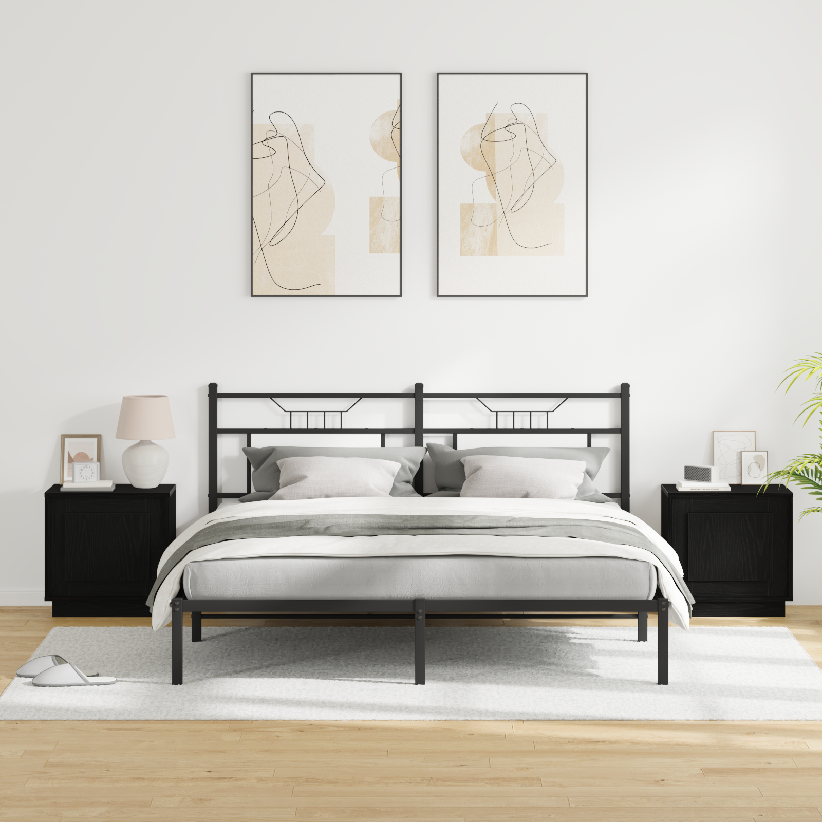 Bedside Cabinets with LED Lights 2 pcs Black Oak 44x34,5x45 cm - Image 5