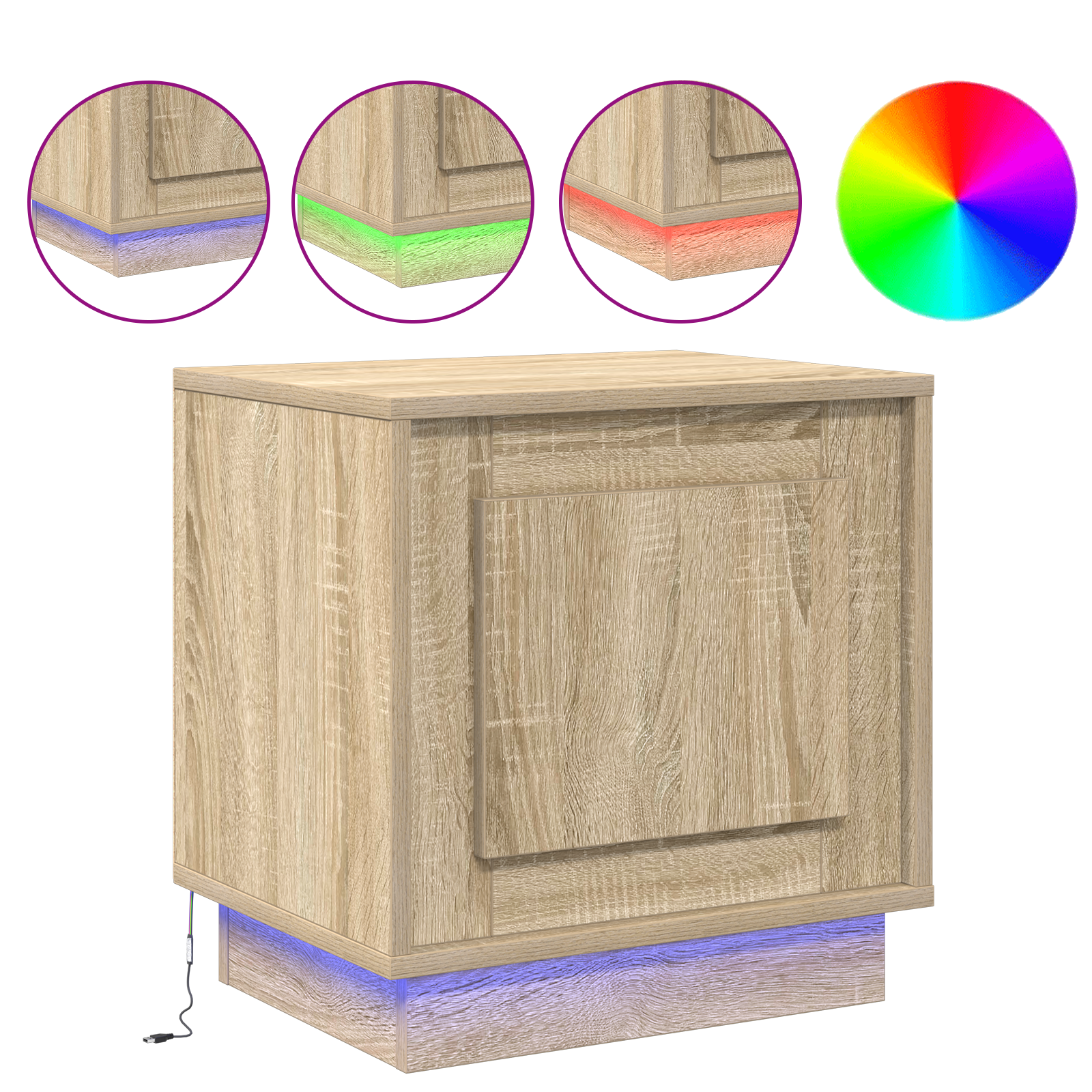 Bedside Cabinets with LED Lights 2 pcs Sonoma Oak 44x34,5x45 cm - Image 4