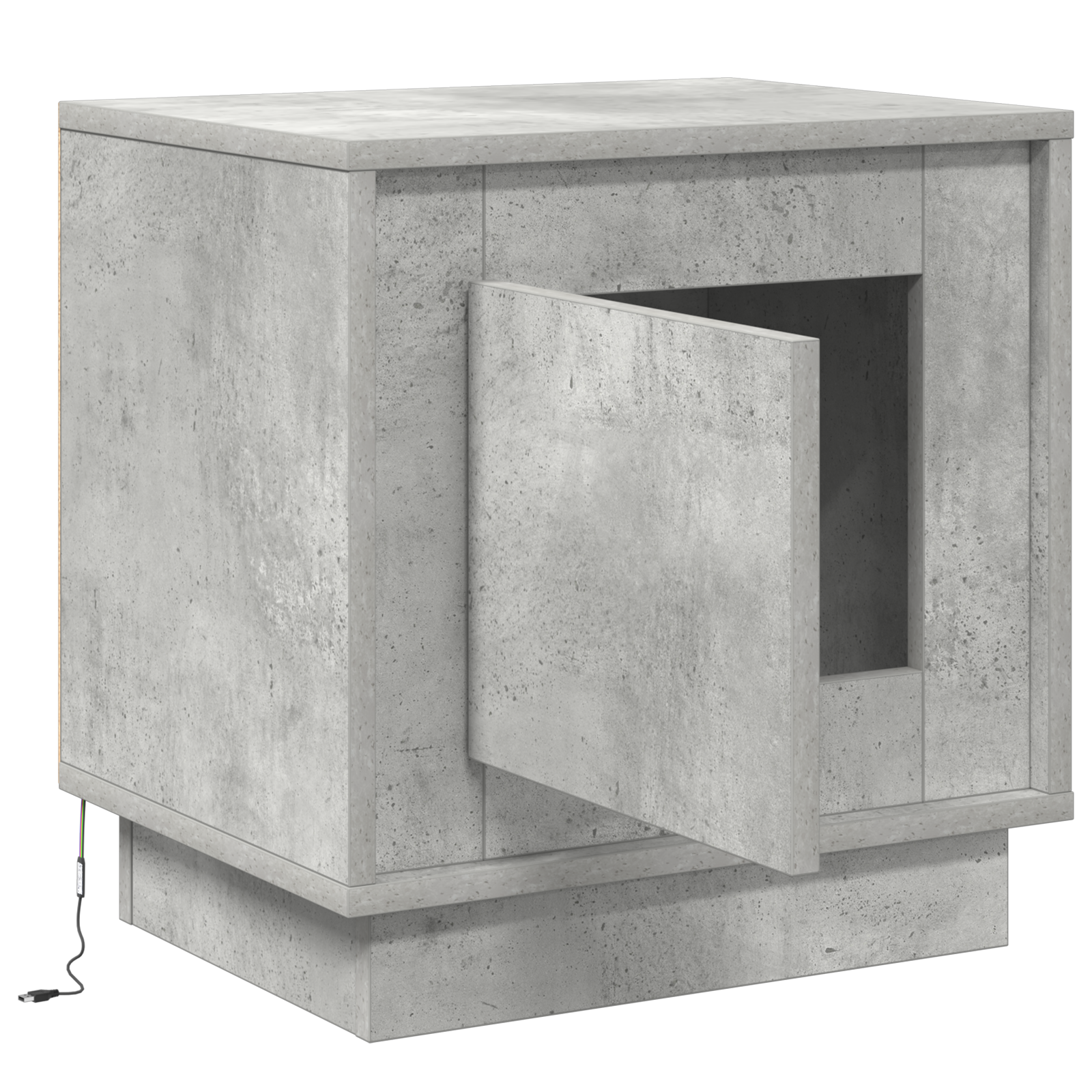 Bedside Cabinet with LED Lights Concrete Grey 44x34,5x45 cm - Image 5