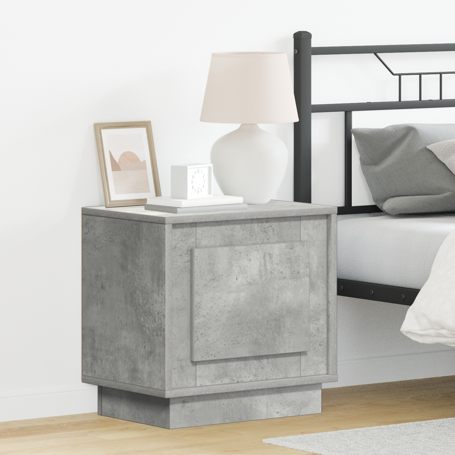 Bedside Cabinets with LED Lights 2 pcs Concrete Grey 44x34,5x45 cm