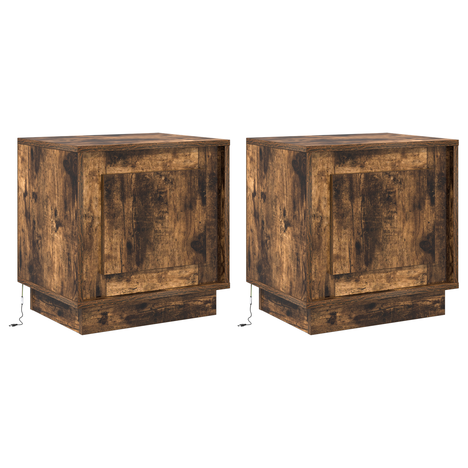 Bedside Cabinets with LED Lights 2 pcs Smoked Oak 44x34,5x45 cm - Image 2