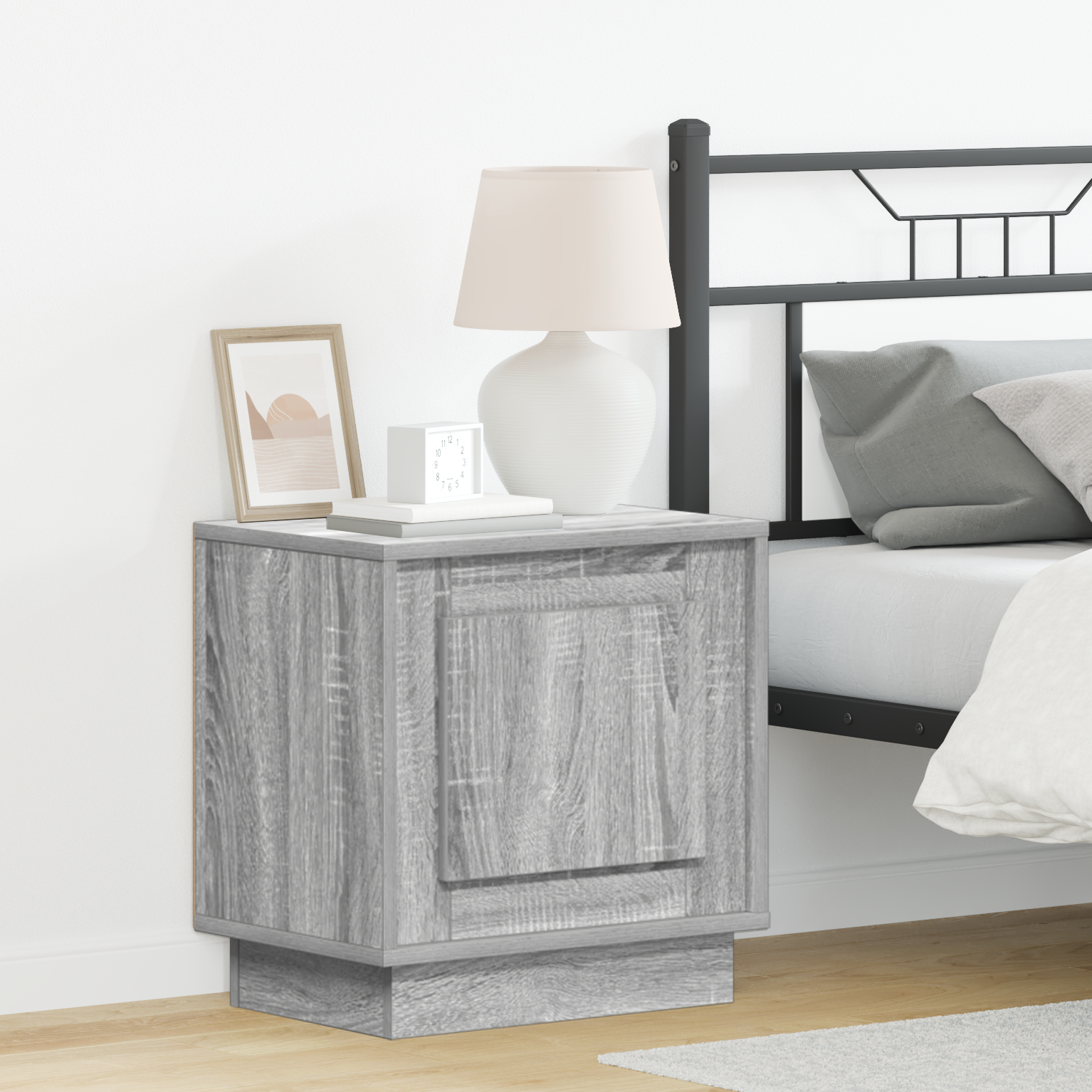 Bedside Cabinets with LED Lights 2 pcs Grey Sonoma 44x34,5x45 cm