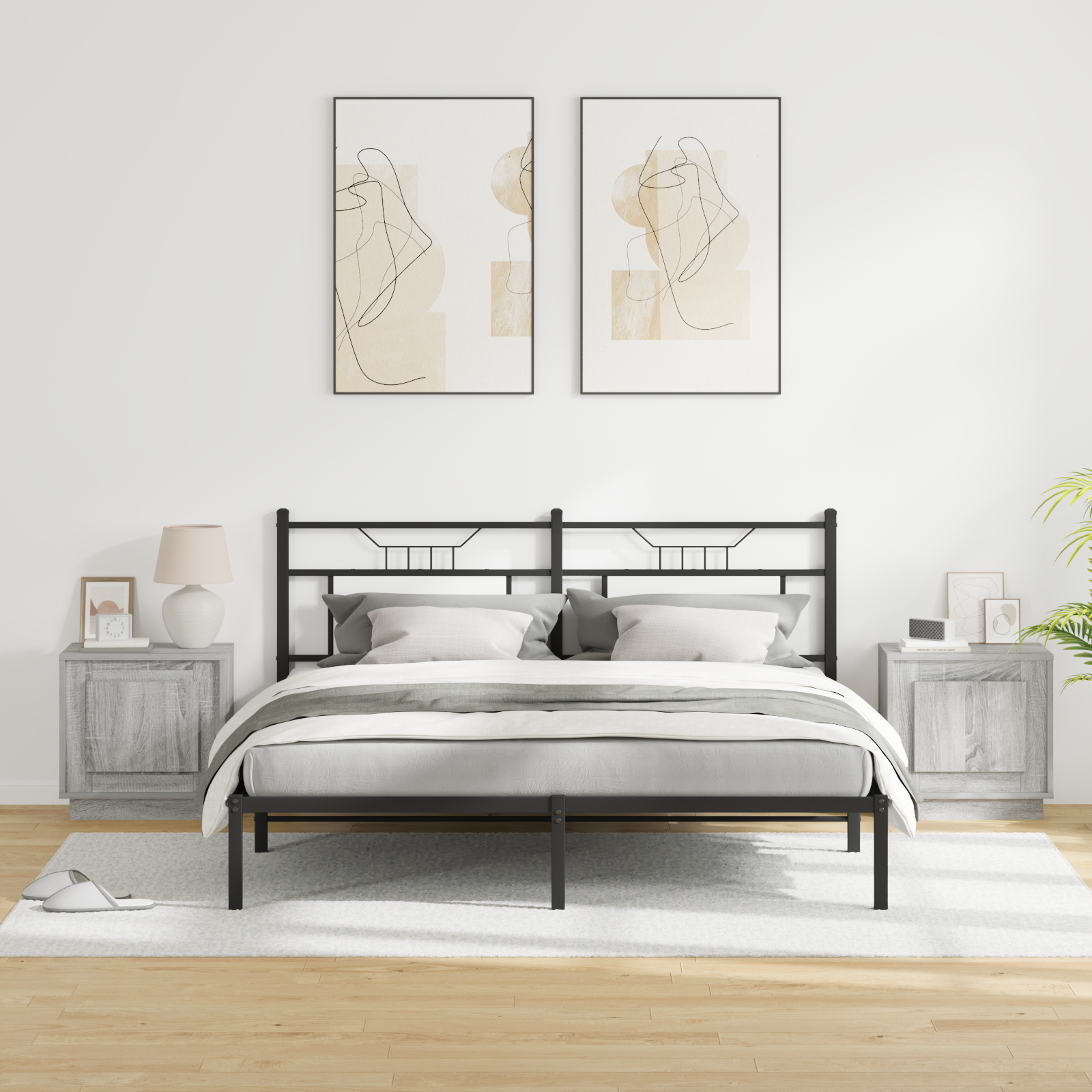 Bedside Cabinets with LED Lights 2 pcs Grey Sonoma 44x34,5x45 cm - Image 5